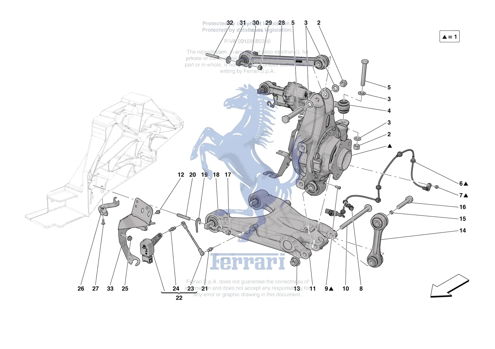 Ferrari 812 CompetizioneA [MECHANICAL SYSTEM] - D.27.02 - REAR SUSPENSION - ARMS exploded diagram