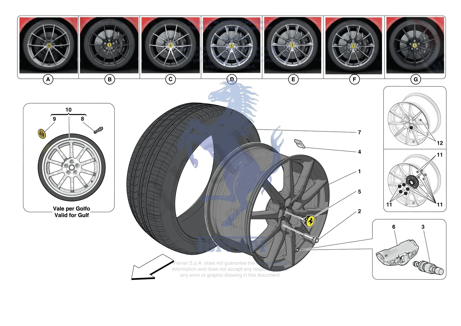 Ferrari 812 CompetizioneA [MECHANICAL SYSTEM] - D.29 - COMPLETE WHEELS exploded diagram