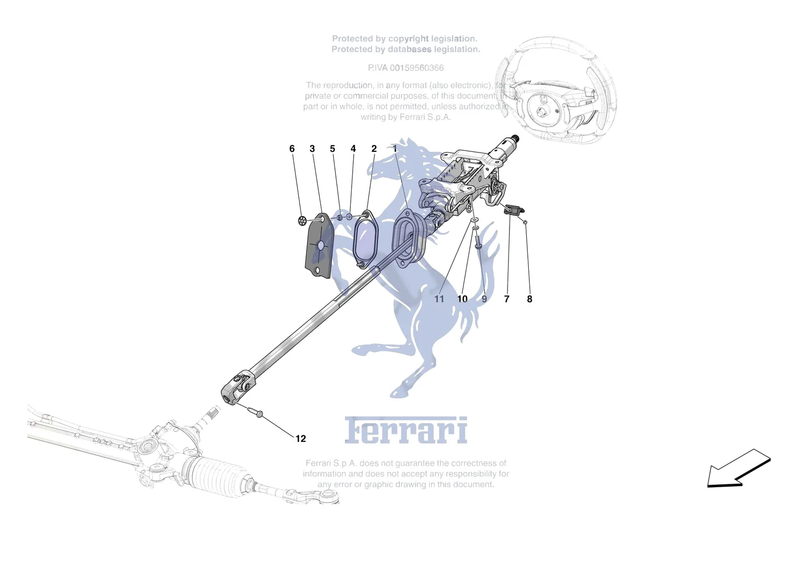 Ferrari 812 CompetizioneA [MECHANICAL SYSTEM] - D.30.01 - STEERING WHEEL AND STEERING SYSTEM - STEERING COLUMN exploded diagram