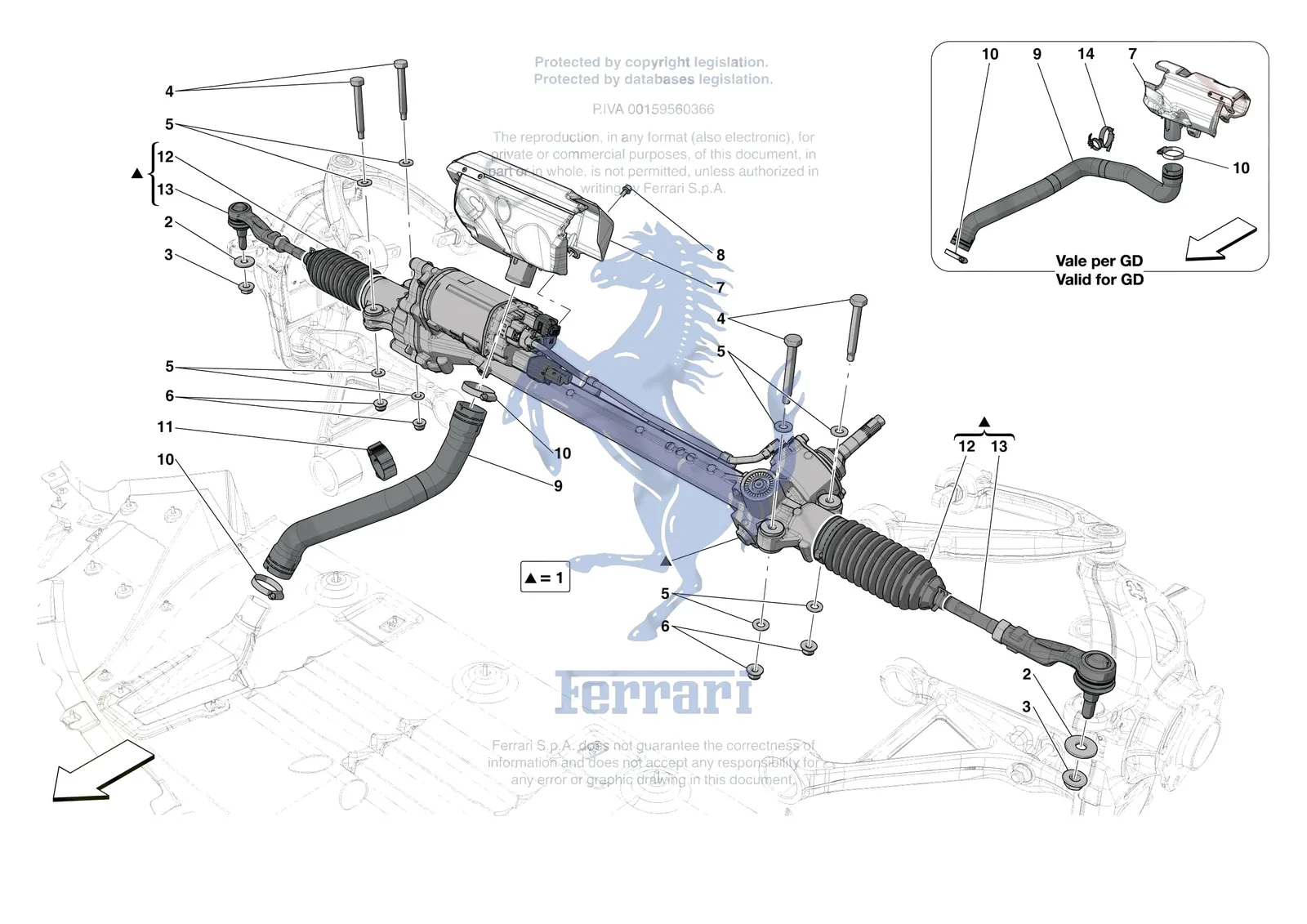Ferrari 812 CompetizioneA [MECHANICAL SYSTEM] - D.31 - STEERING BOX exploded diagram