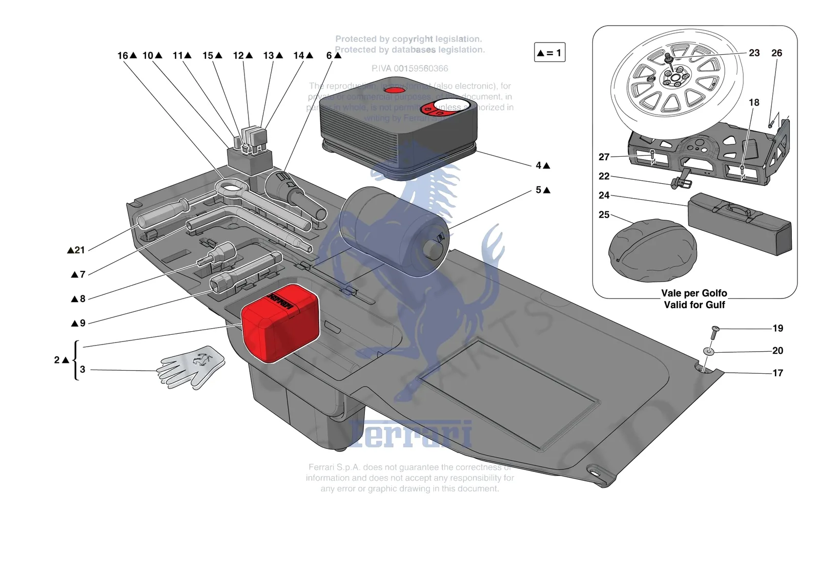 Ferrari 812 CompetizioneA [MECHANICAL SYSTEM] - D.38 - TOOLS PROVIDED WITH VEHICLE exploded diagram