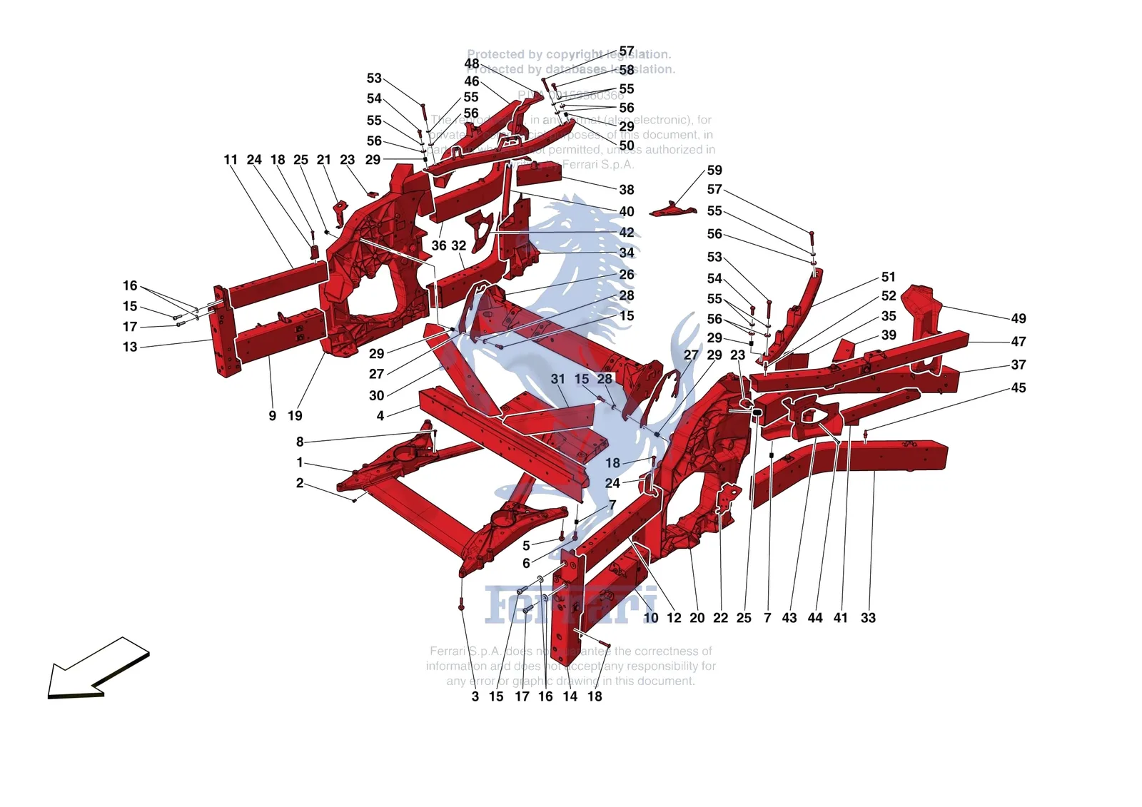 Ferrari 812 CompetizioneA [VEHICLE TRIM] - E.01.01 - STRUCTURES AND ELEMENTS FRONT OF VEHICLE exploded diagram