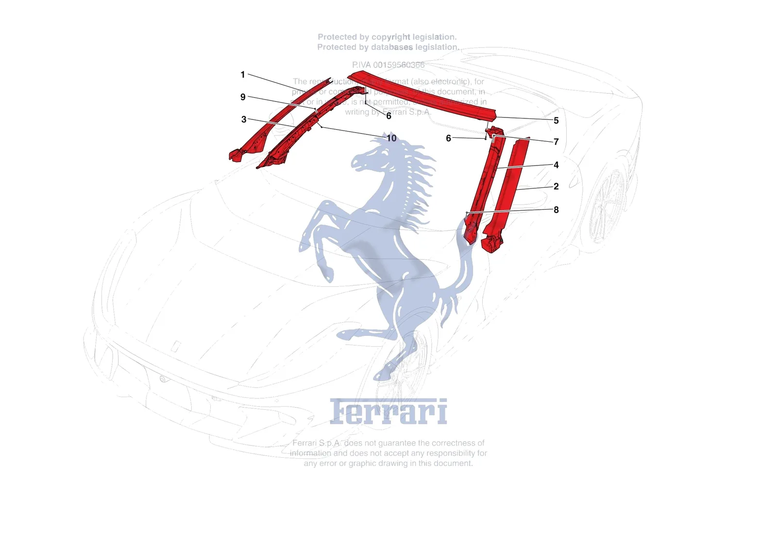 Ferrari 812 CompetizioneA [VEHICLE TRIM] - E.03 - ROOF exploded diagram
