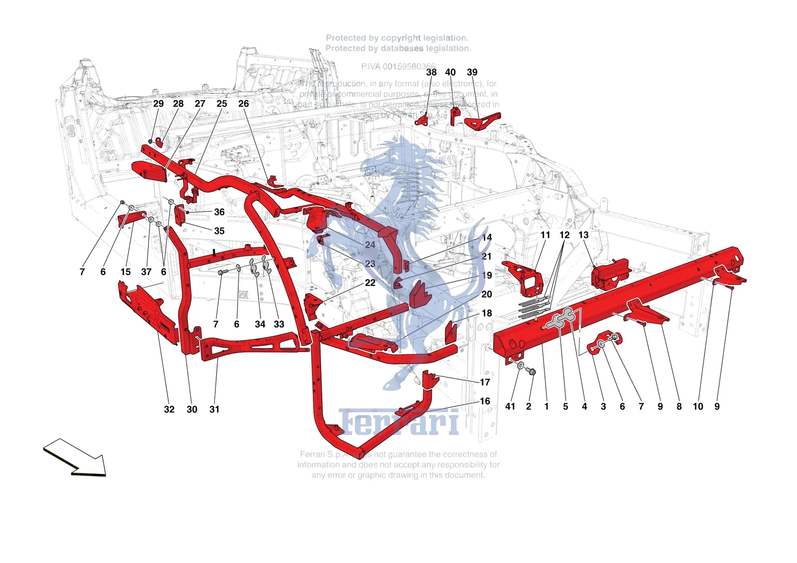 Ferrari 812 CompetizioneA [VEHICLE TRIM] - E.05 - FRONT SUBSTRUCTURE exploded diagram