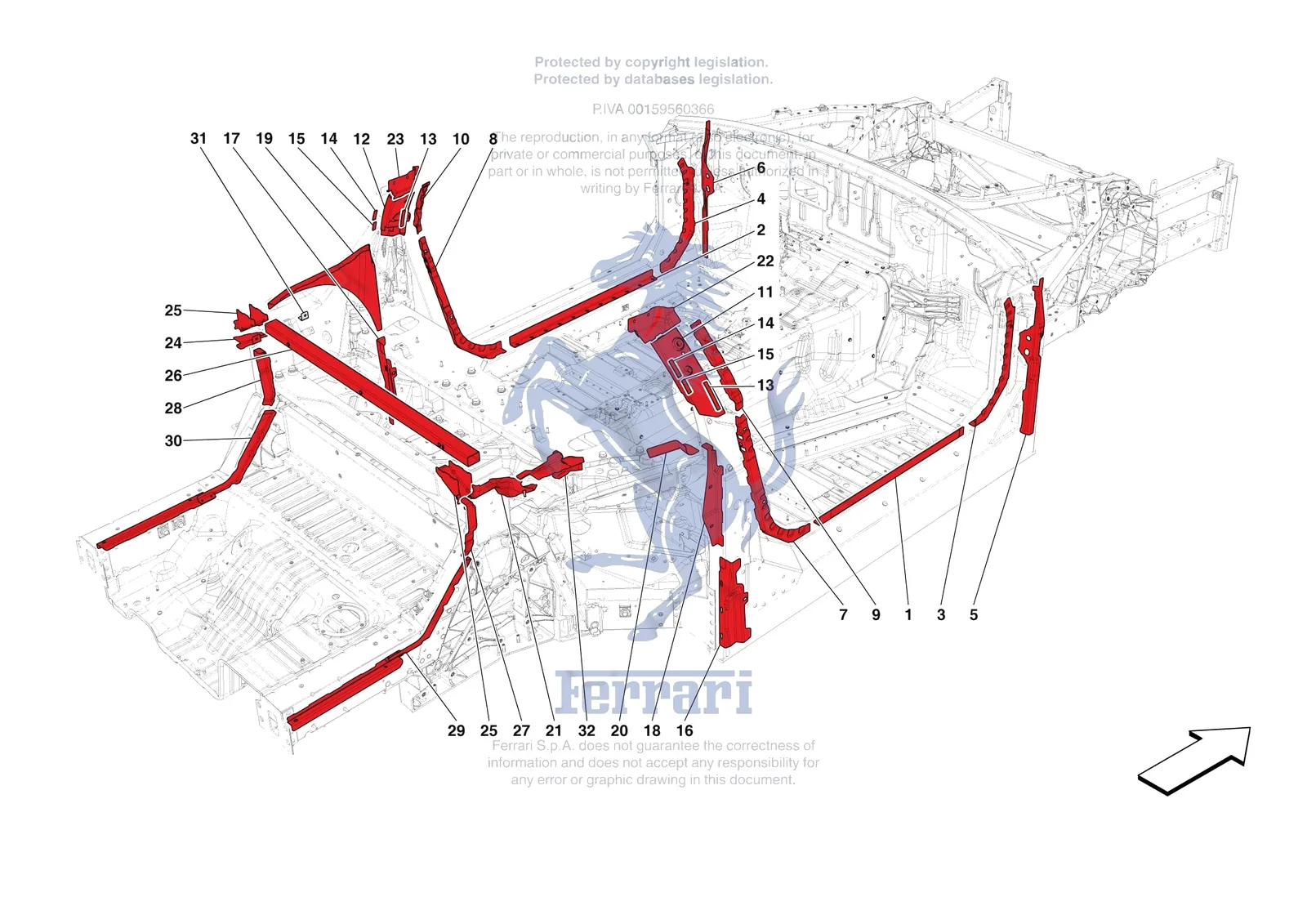 Ferrari 812 CompetizioneA [VEHICLE TRIM] - E.06 - LATERAL SUBSTRUCTURE exploded diagram