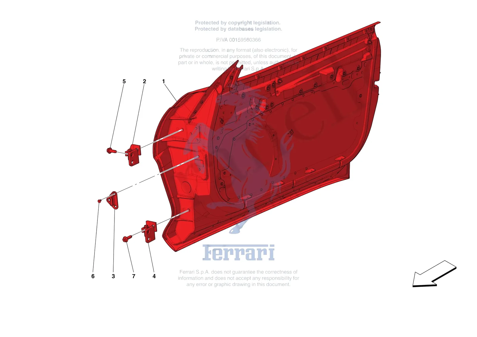 Ferrari 812 CompetizioneA [VEHICLE TRIM] - E.08 - FRONT DOOR SUBSTRUCTURE exploded diagram