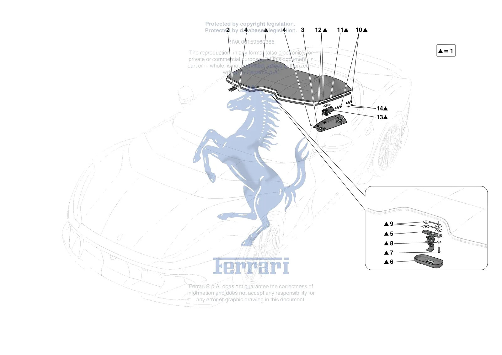 Ferrari 812 CompetizioneA [VEHICLE TRIM] - E.13.03 - ROOF - STRUCTURE exploded diagram