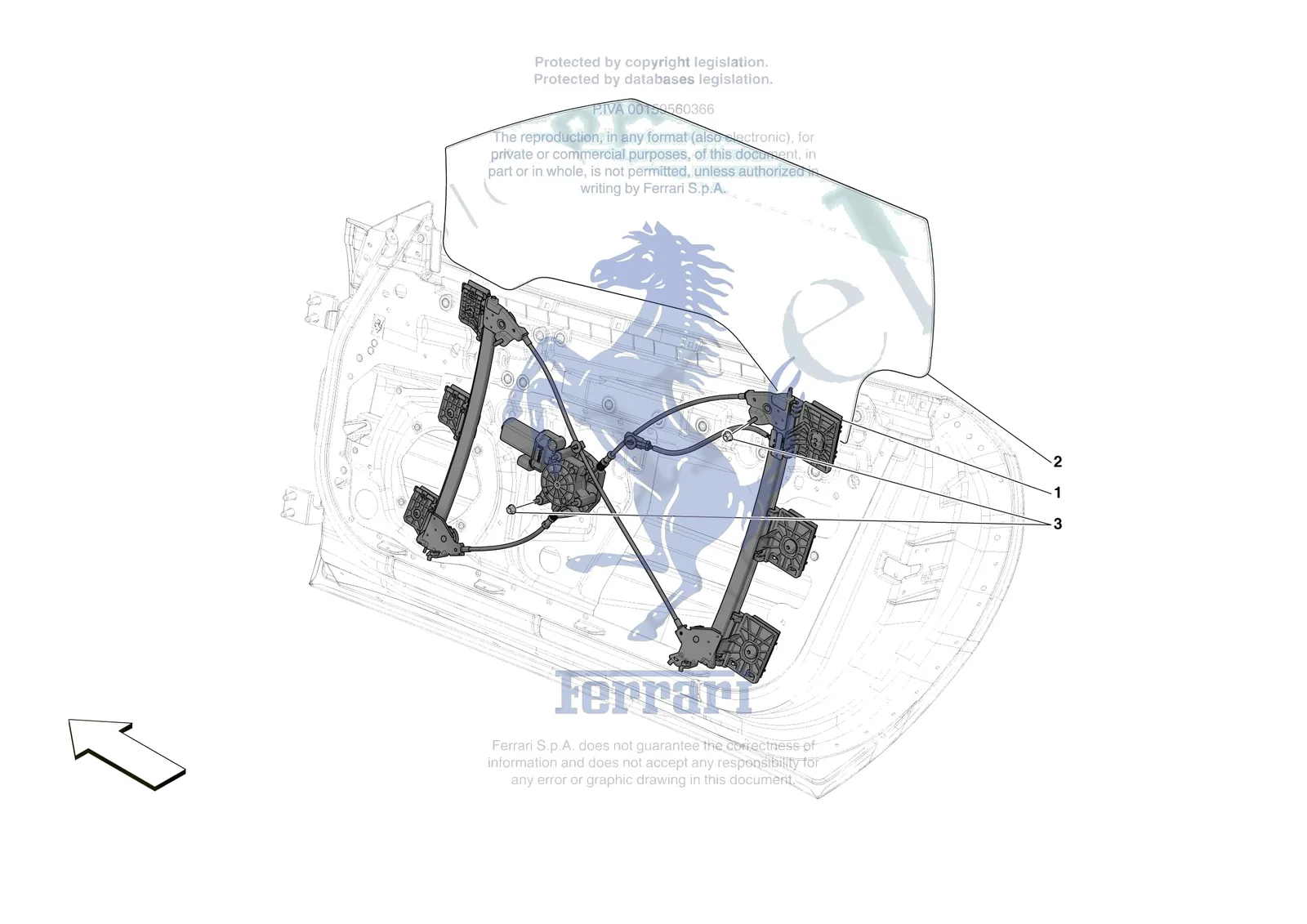 Ferrari 812 CompetizioneA [VEHICLE TRIM] - E.29.03 - DOORS - WINDOW AND WINDOW LIFTER exploded diagram