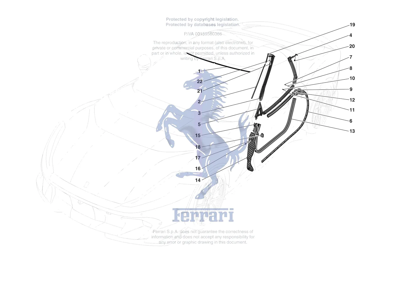 Ferrari 812 CompetizioneA [VEHICLE TRIM] - E.32 - DOOR SEALS exploded diagram