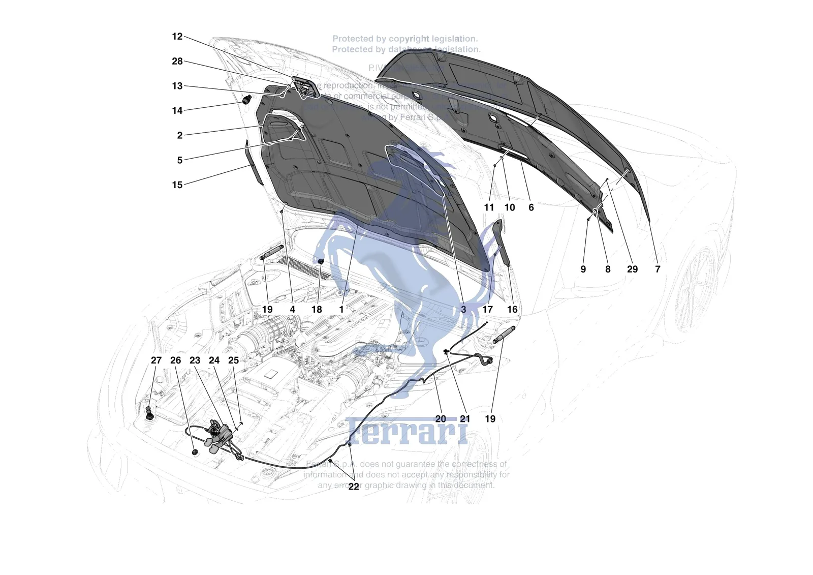 Ferrari 812 CompetizioneA [VEHICLE TRIM] - E.33 - FRONT LID TRIM exploded diagram