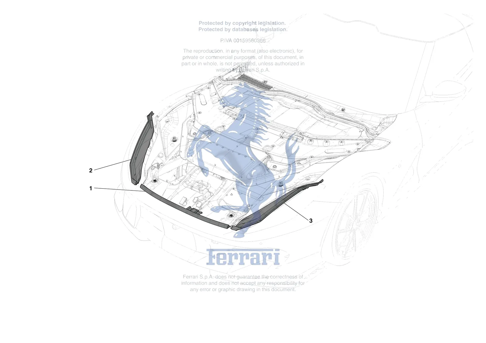 Ferrari 812 CompetizioneA [VEHICLE TRIM] - E.35 - FRONT LID SEALS exploded diagram