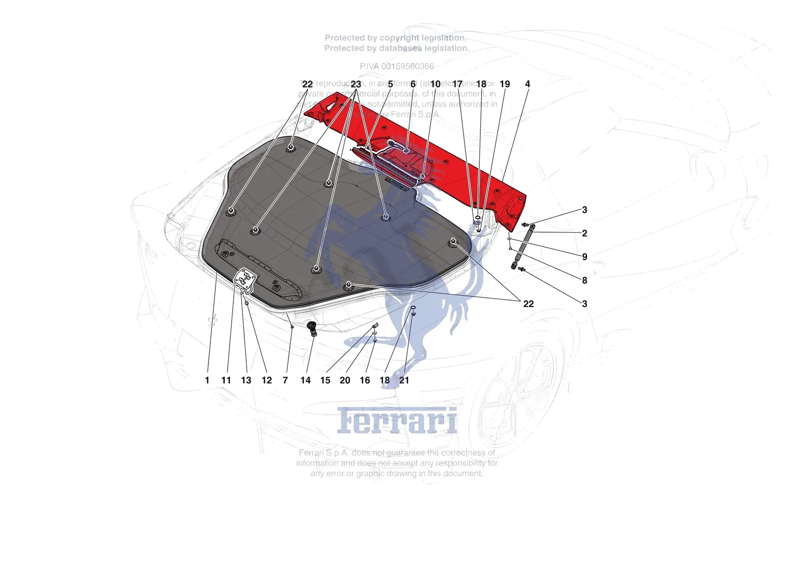 Ferrari 812 CompetizioneA [VEHICLE TRIM] - E.36 - REAR LID TRIM exploded diagram