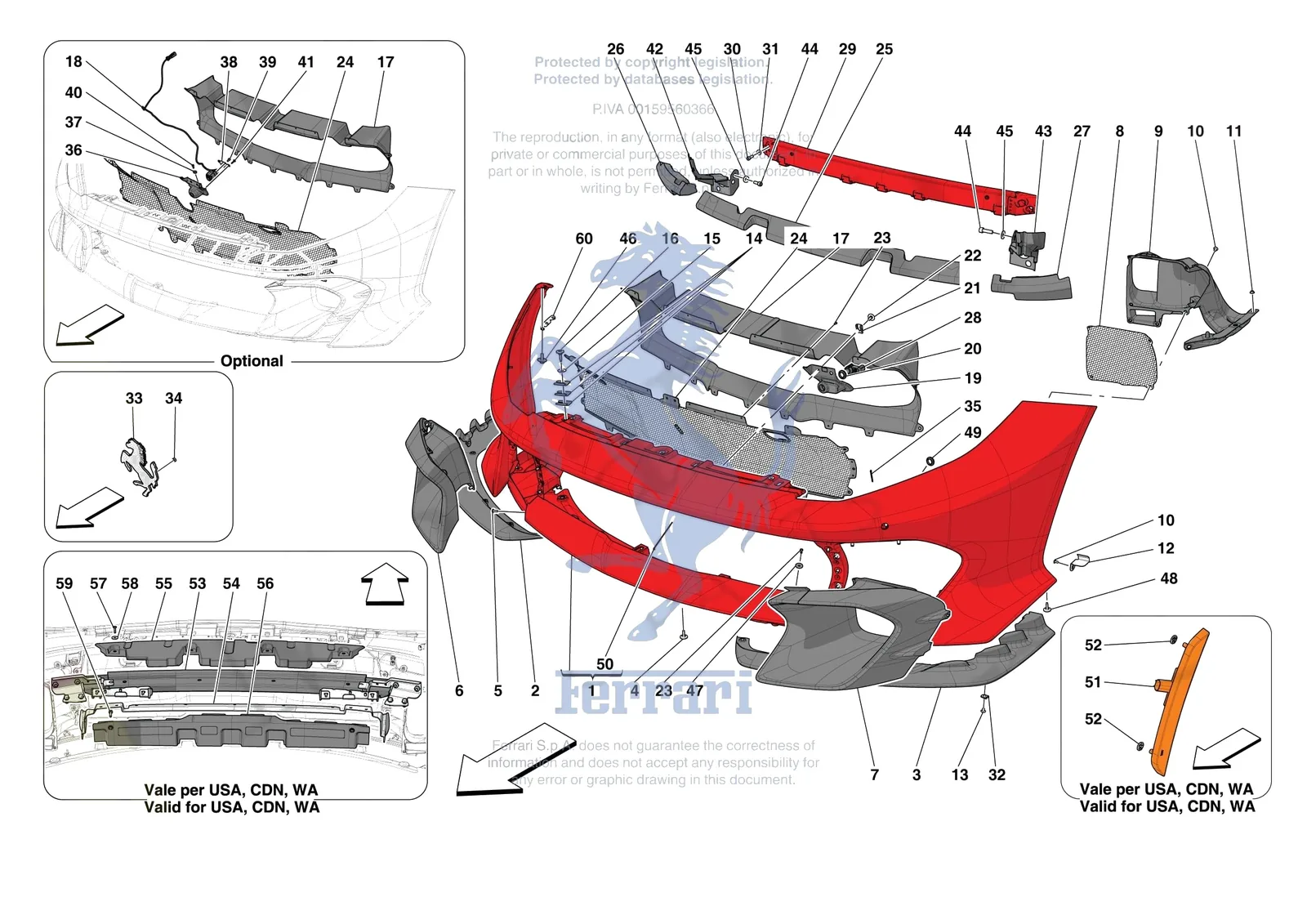 Ferrari 812 CompetizioneA [VEHICLE TRIM] - E.40 - FRONT BUMPER exploded diagram