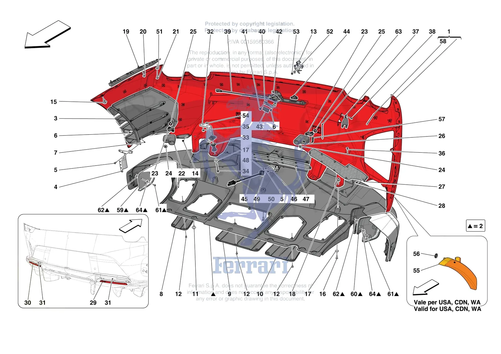 Ferrari 812 CompetizioneA [VEHICLE TRIM] - E.42 - REAR BUMPER exploded diagram