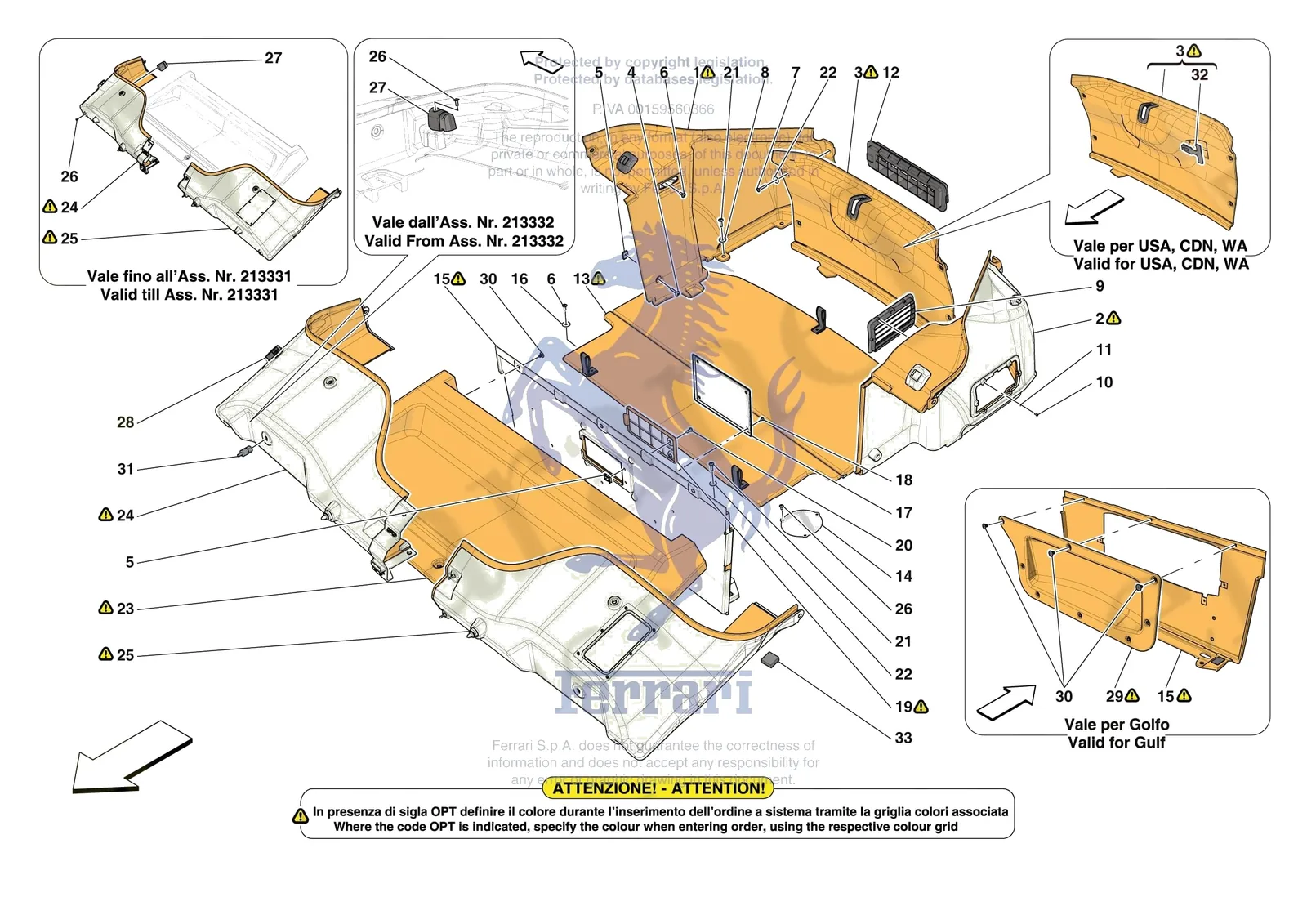 Ferrari 812 CompetizioneA [VEHICLE TRIM] - E.45 - LUGGAGE COMPARTMENT MATS exploded diagram