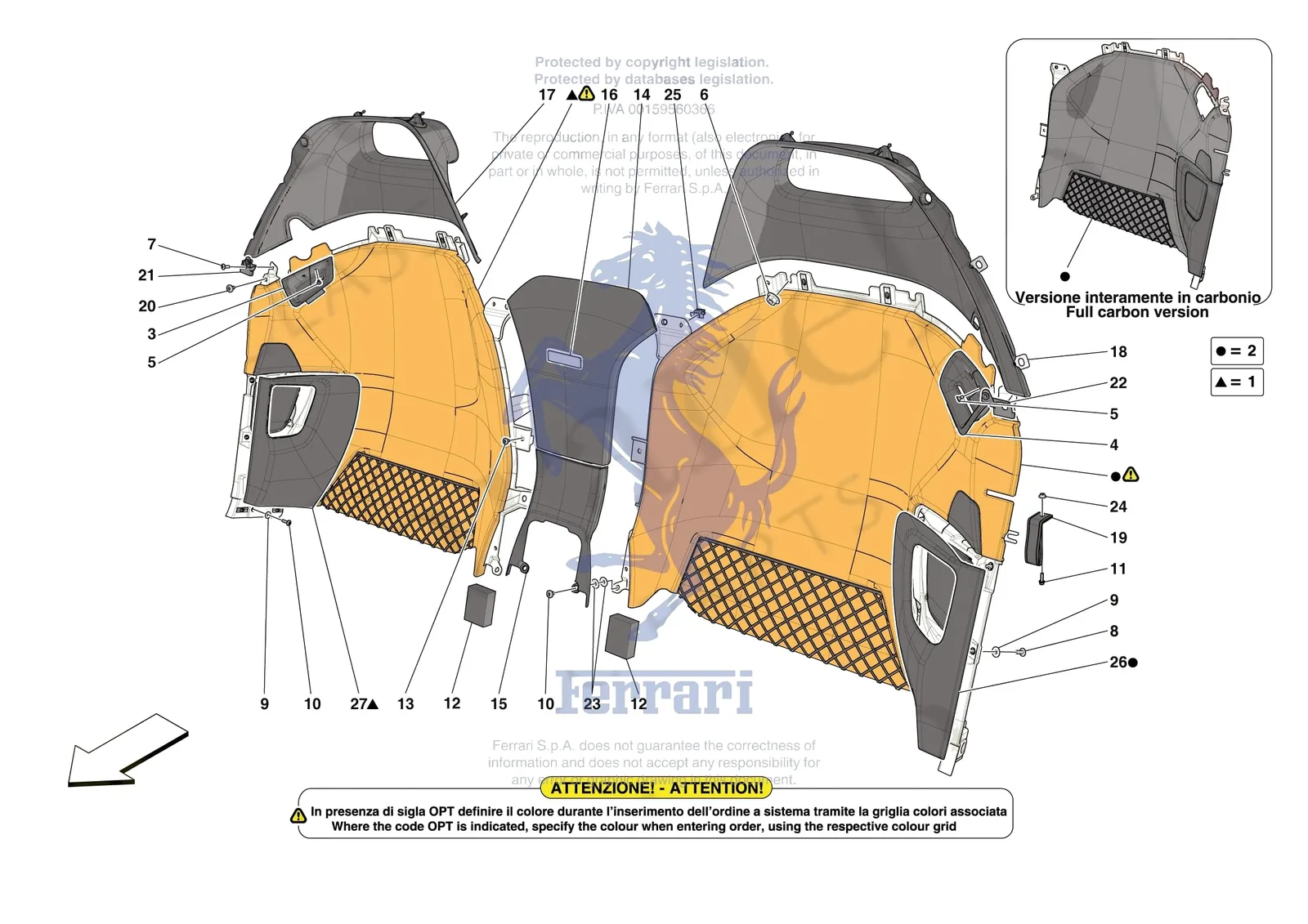 Ferrari 812 CompetizioneA [VEHICLE TRIM] - E.46 - INTERNAL BULKHEAD WALL TRIM exploded diagram