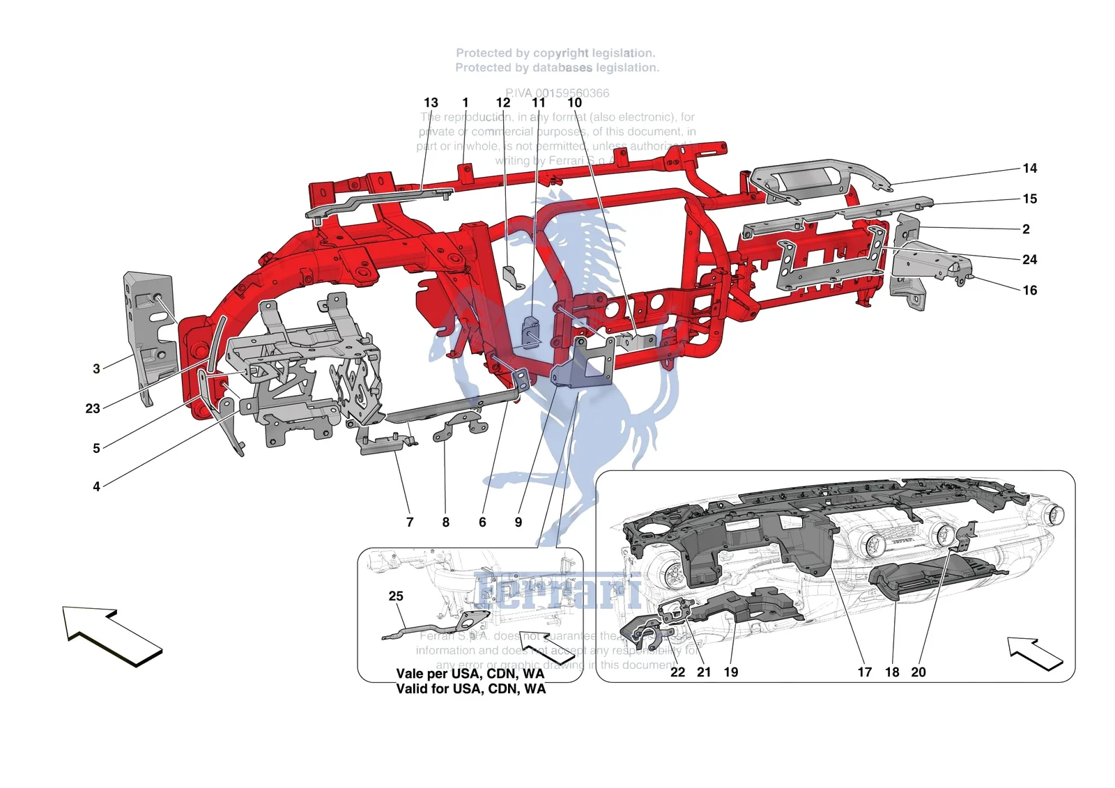 Ferrari 812 CompetizioneA [VEHICLE TRIM] - E.47.01 - DASHBOARD - SUBSTRUCTURE -Not for RHD- exploded diagram