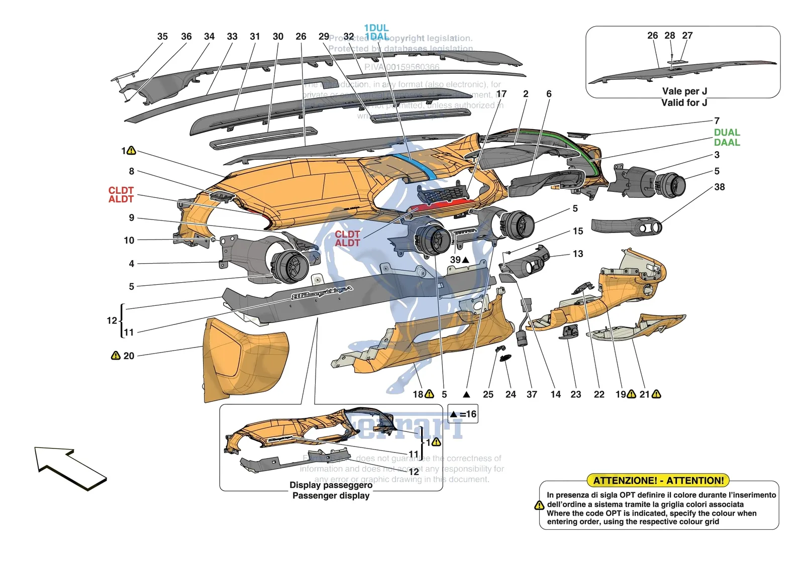 Ferrari 812 CompetizioneA [VEHICLE TRIM] - E.47.04 - DASHBOARD - TRIM -Applicable for RHD- exploded diagram
