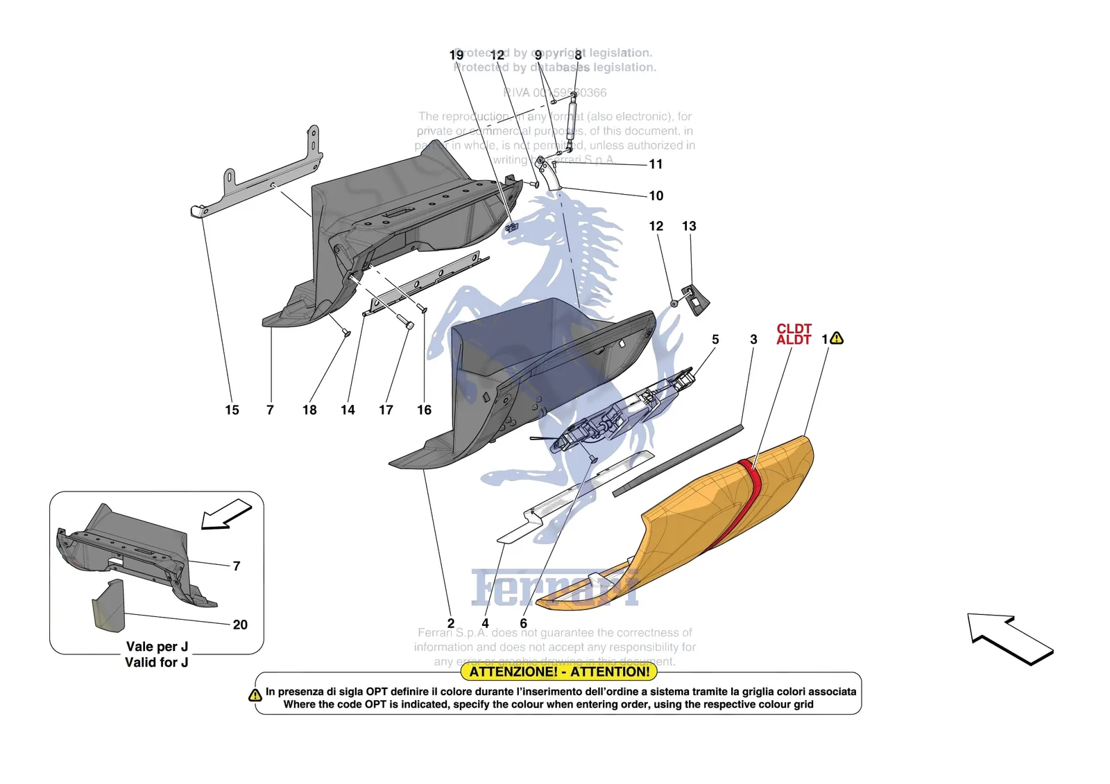 Ferrari 812 CompetizioneA [VEHICLE TRIM] - E.47.07 - DASHBOARD - GLOVE COMPARTMENT exploded diagram