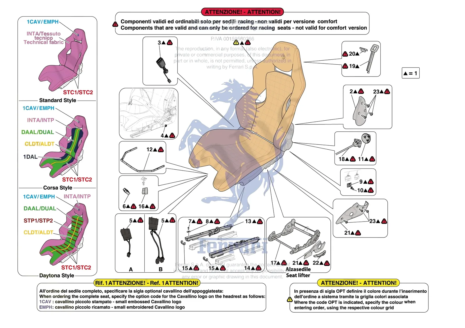 Ferrari 812 CompetizioneA [VEHICLE TRIM] - E.51.03 - FRONT SEATS - RACING SEAT exploded diagram