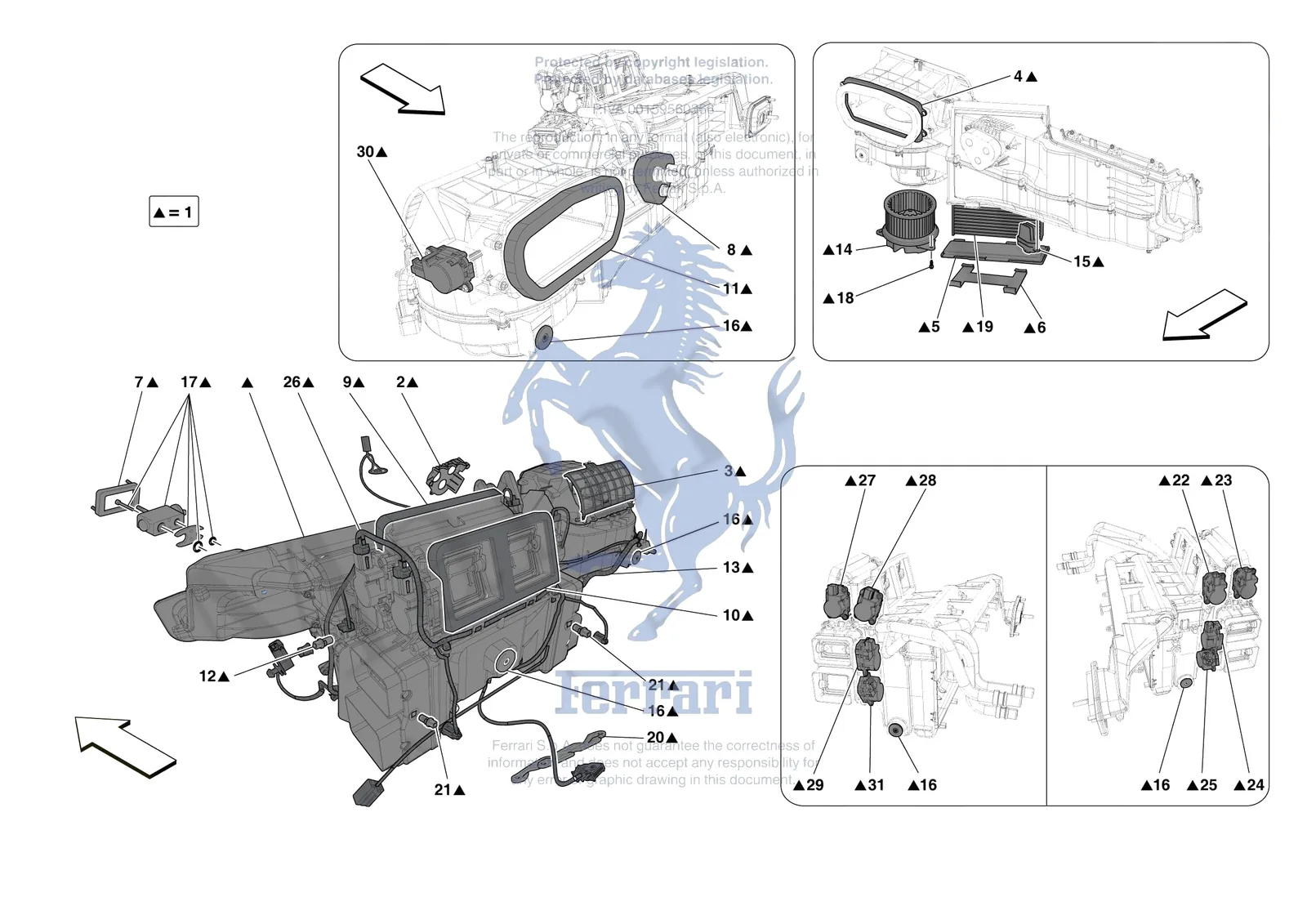 Ferrari 812 CompetizioneA [VEHICLE TRIM] - E.57.01 - AC SYSTEM - EVAPORATOR exploded diagram