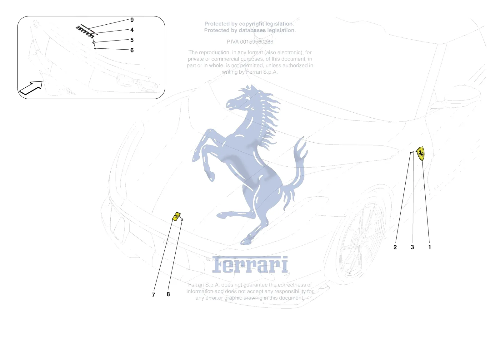 Ferrari 812 CompetizioneA [VEHICLE TRIM] - E.58 - BADGES exploded diagram