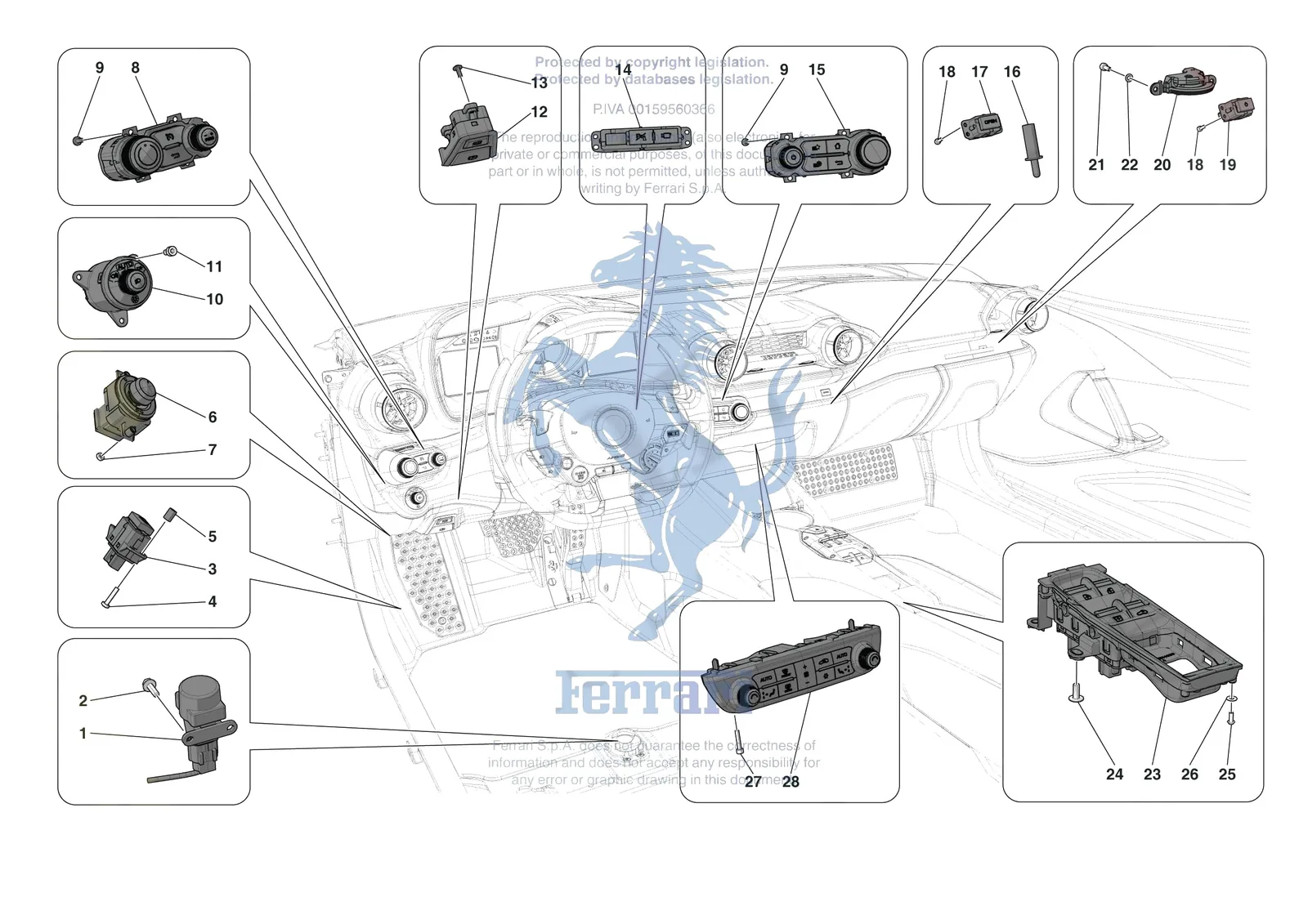 Ferrari 812 CompetizioneA [ELECTRICAL SYSTEM] - F.04 - OTHER ELECTRICAL CONTROLS exploded diagram