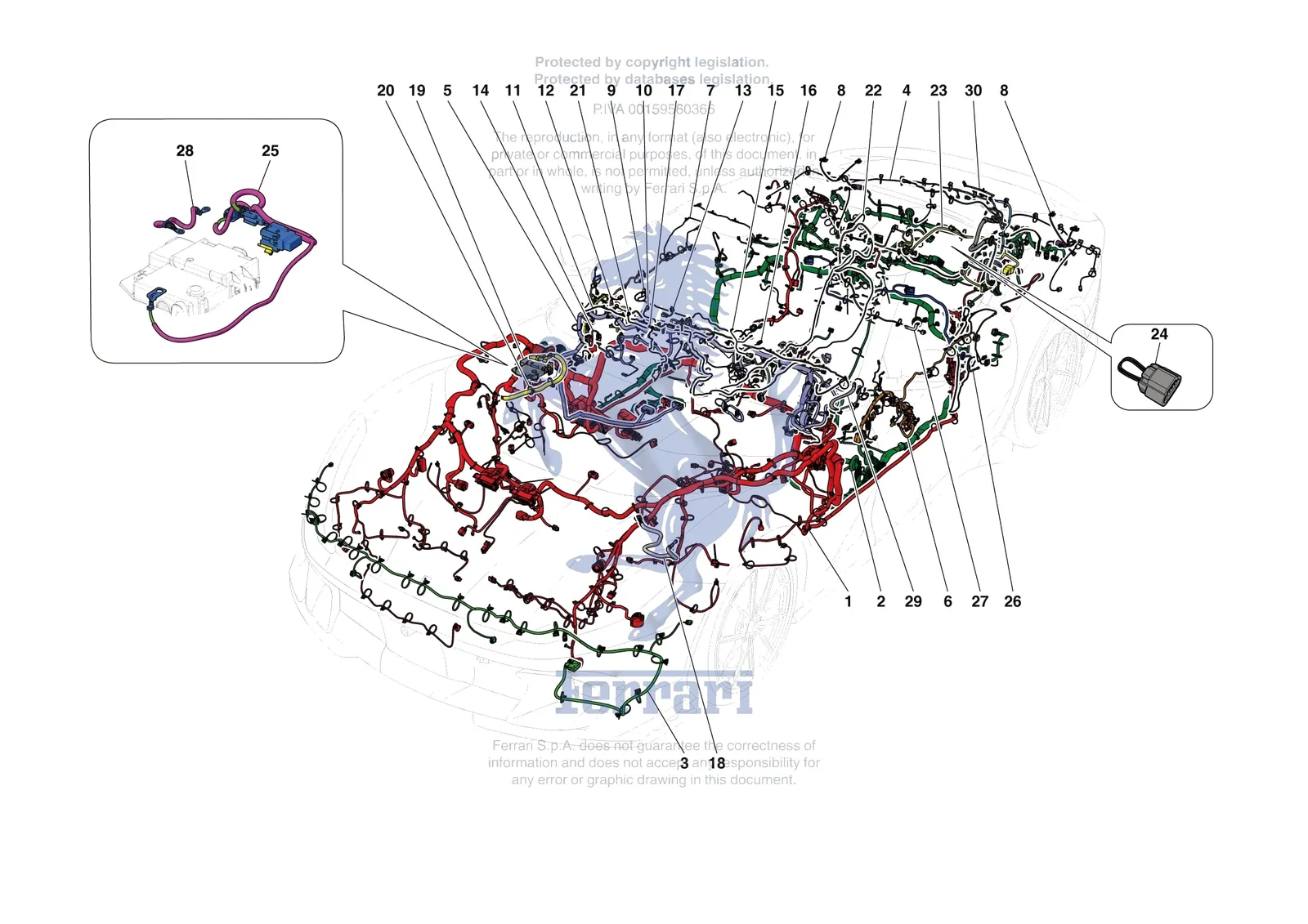 Ferrari 812 CompetizioneA [ELECTRICAL SYSTEM] - F.07 - LOW VOLTAGE WIRING HARNESSES exploded diagram