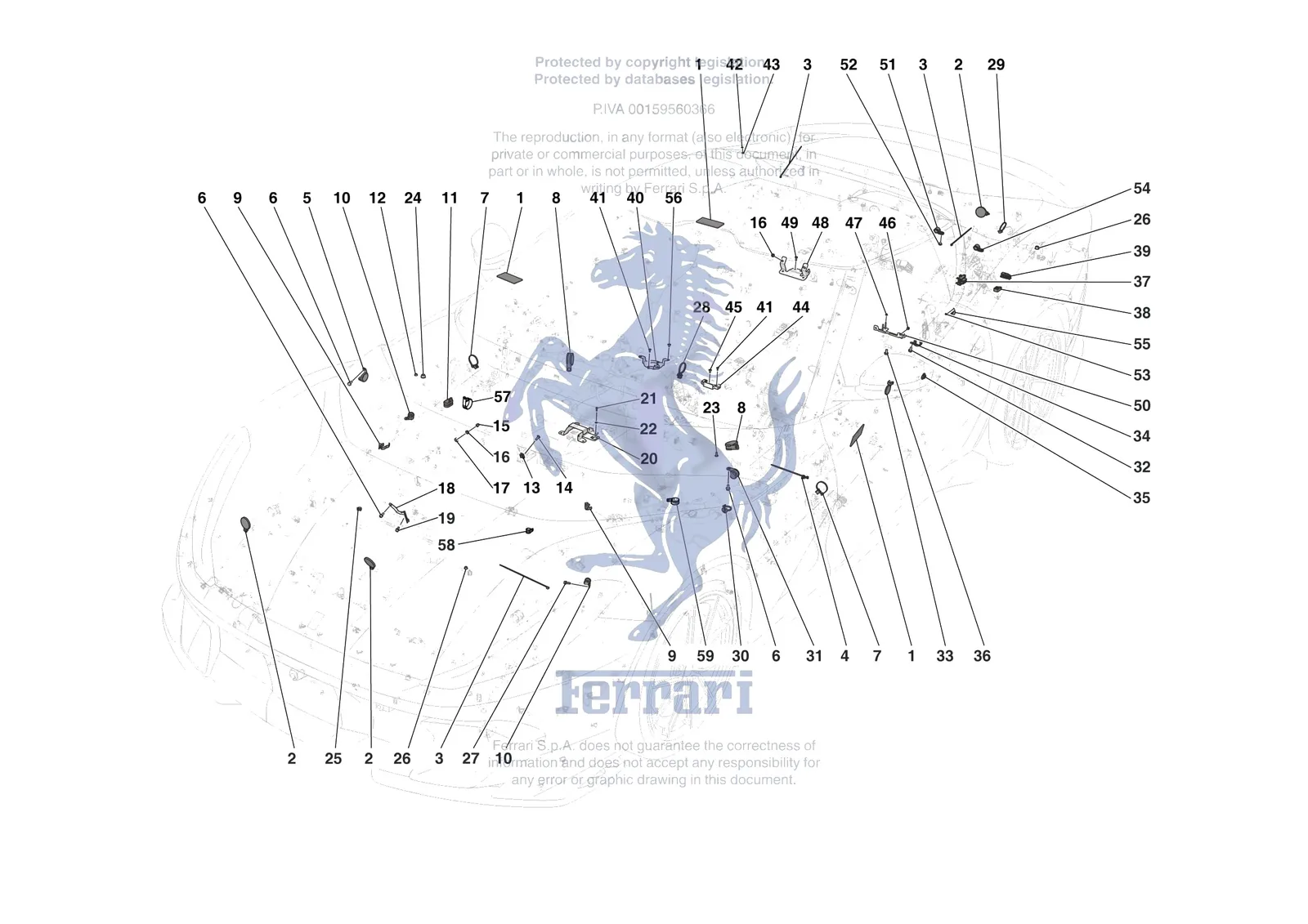 Ferrari 812 CompetizioneA [ELECTRICAL SYSTEM] - F.08 - VARIOUS FASTENINGS FOR THE ELECTRICAL SYSTEM exploded diagram