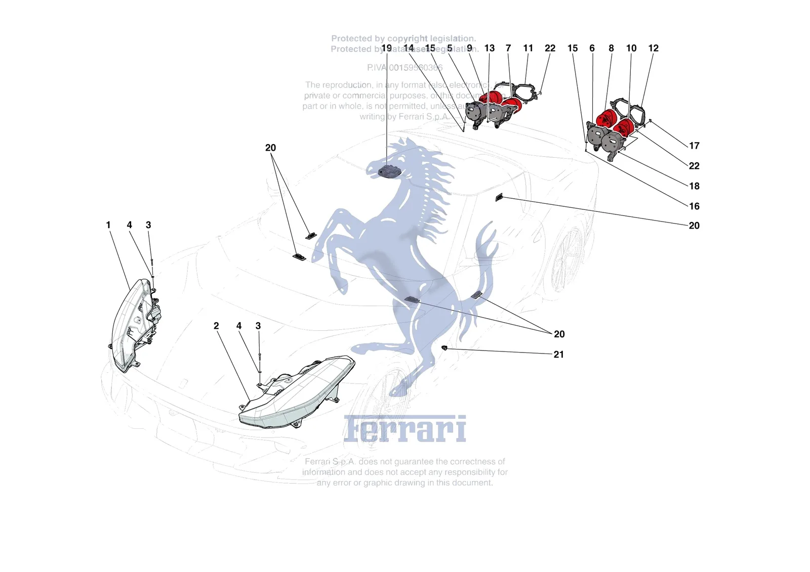 Ferrari 812 CompetizioneA [ELECTRICAL SYSTEM] - F.09 - LIGHTING SYSTEMS exploded diagram