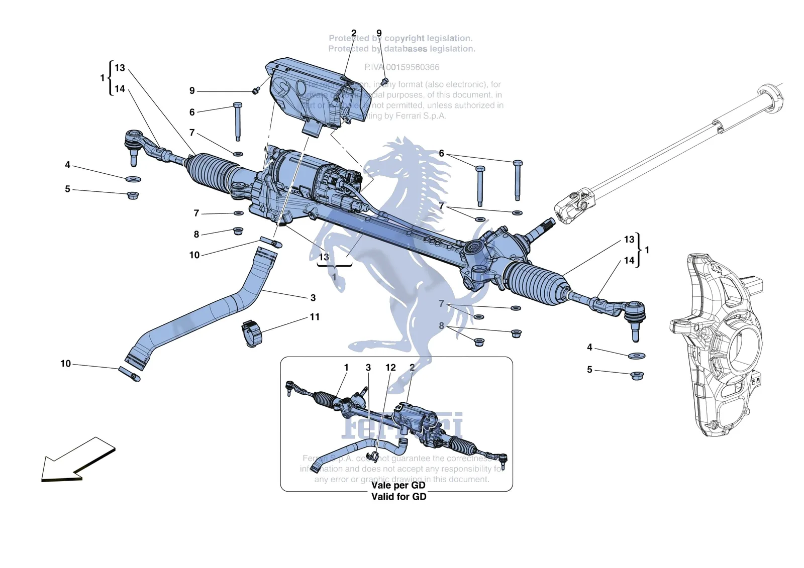 Ferrari 812 GTS ELECTRIC STEERING BOX exploded diagram