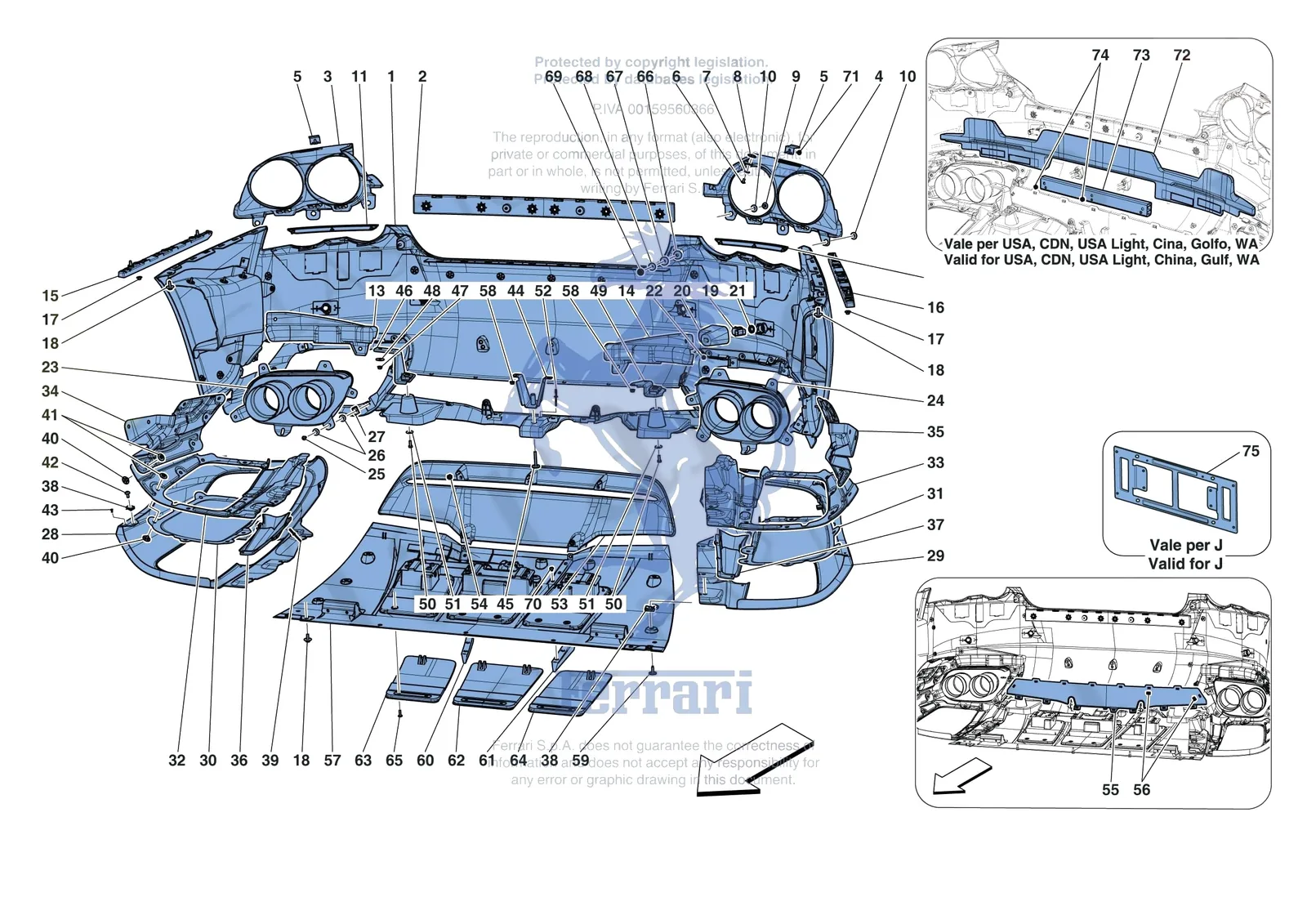 Ferrari 812 GTS REAR BUMPER exploded diagram