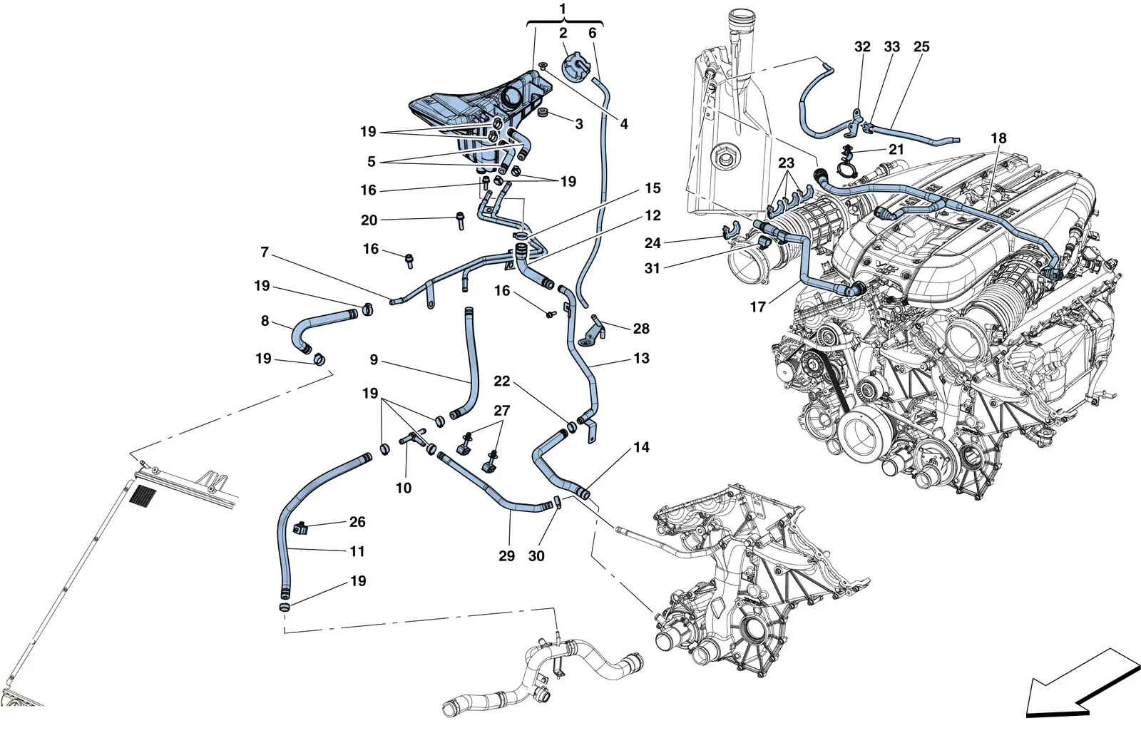 Cooling - Header Tank And Pipes