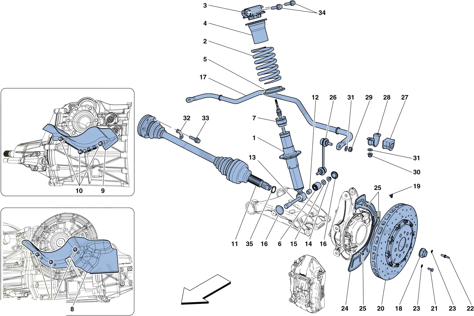Rear Suspension - Shock Absorber And Brake Disc