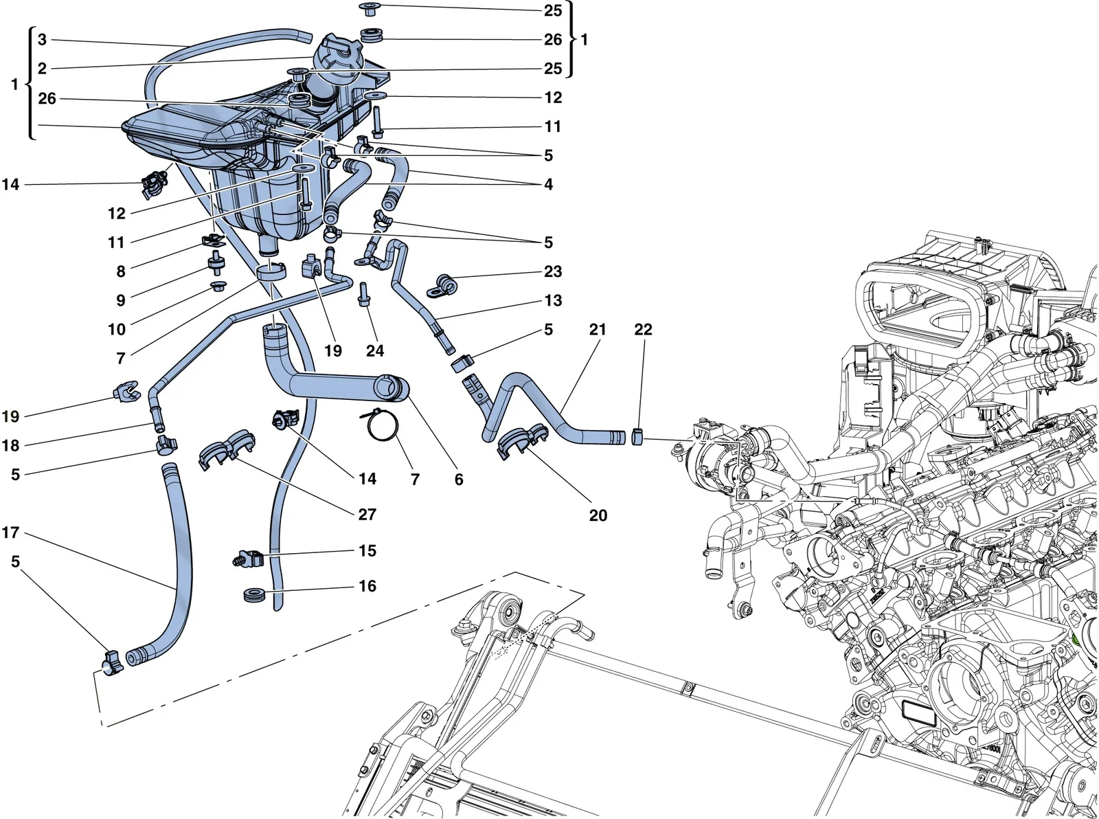 Cooling: Header Tank And Pipes