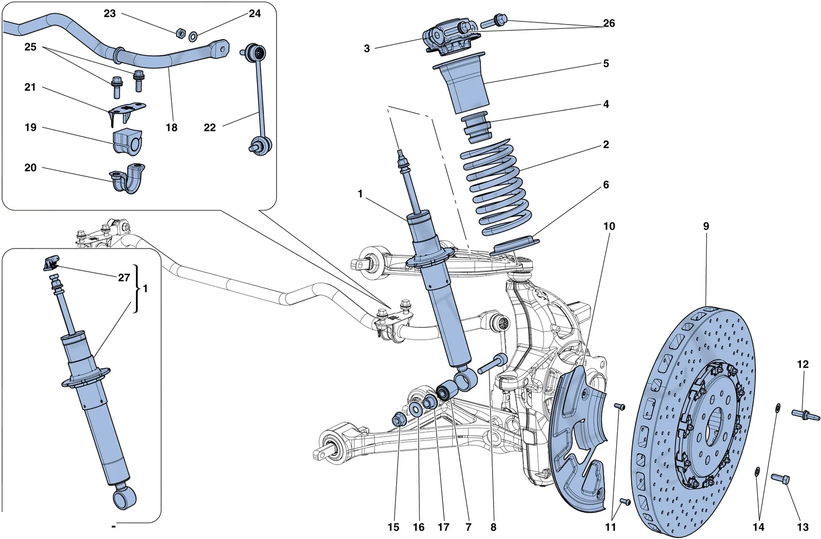 Front Suspension - Shock Absorber And Brake Disc