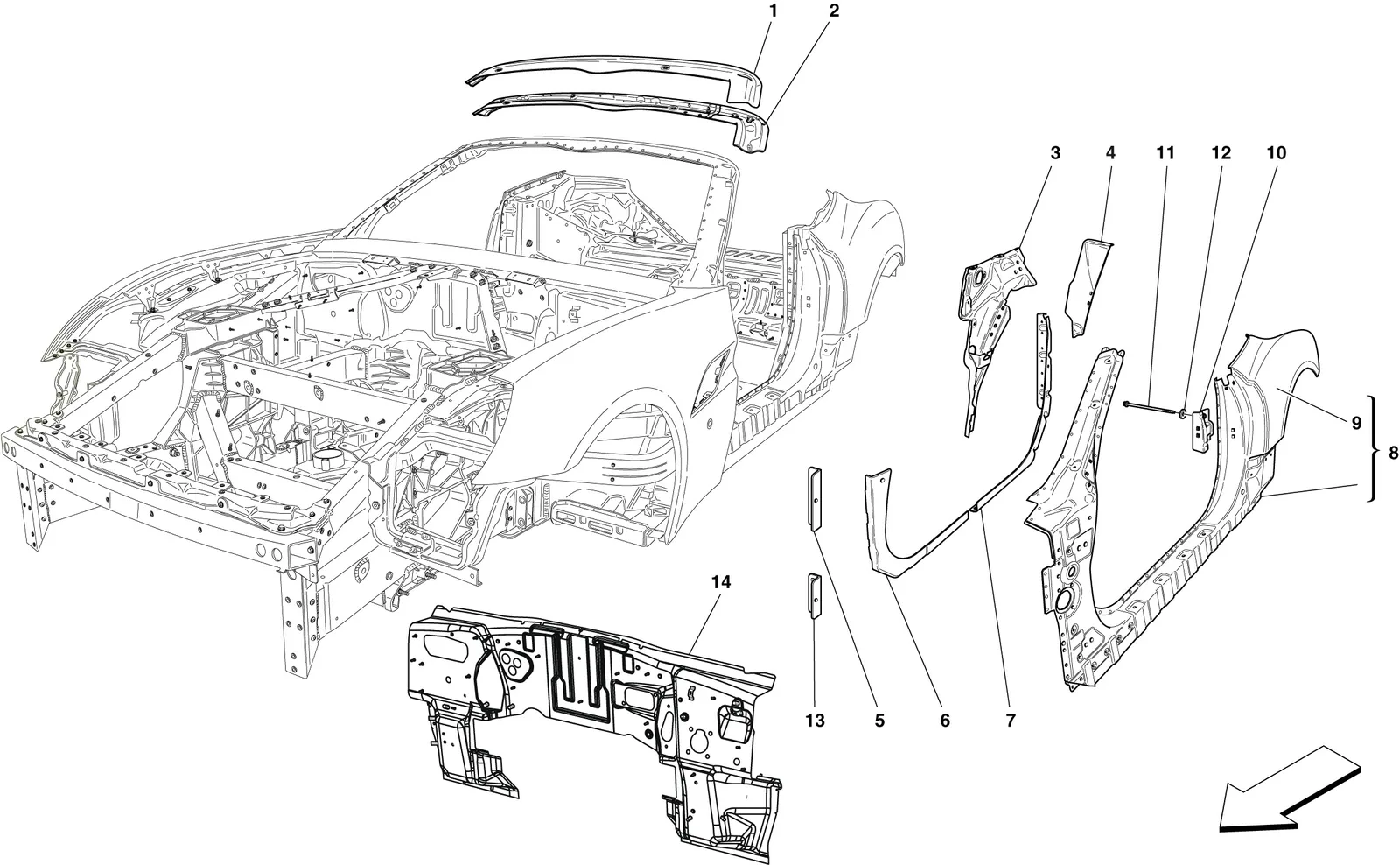 CENTRE BODYSHELL AND EXTERNAL TRIM -Applicable up to Ass.ly No. 103178-