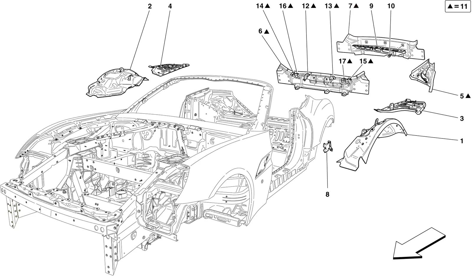 REAR BODYSHELL AND EXTERNAL TRIM -Applicable up to Ass.ly No. 103178-