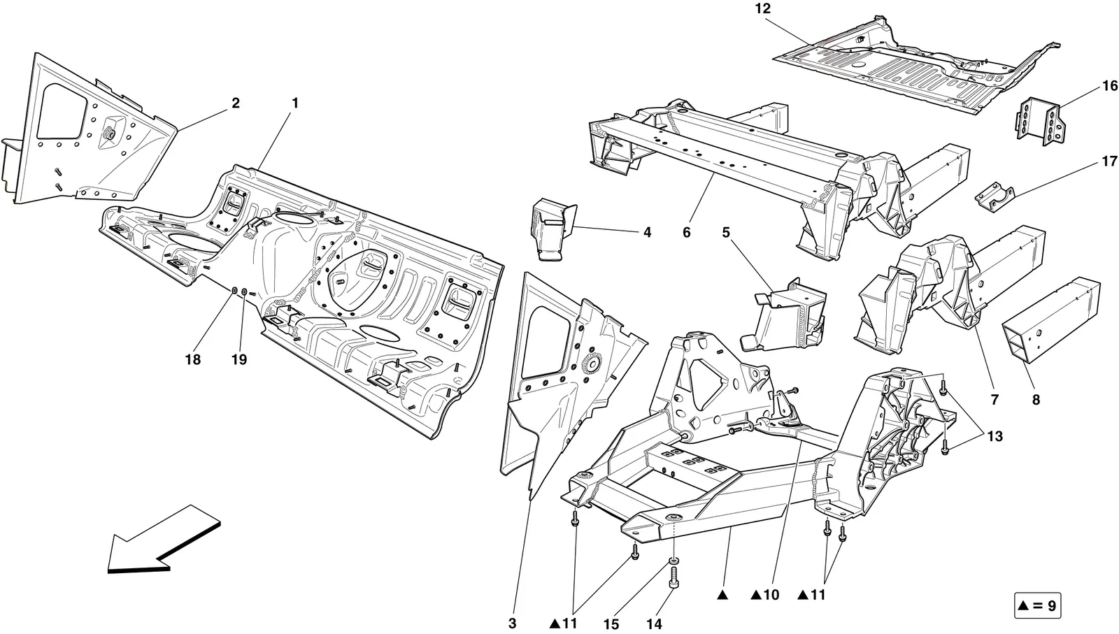 REAR STRUCTURES AND CHASSIS BOX SECTIONS -Applicable up to Ass.ly No. 103178-