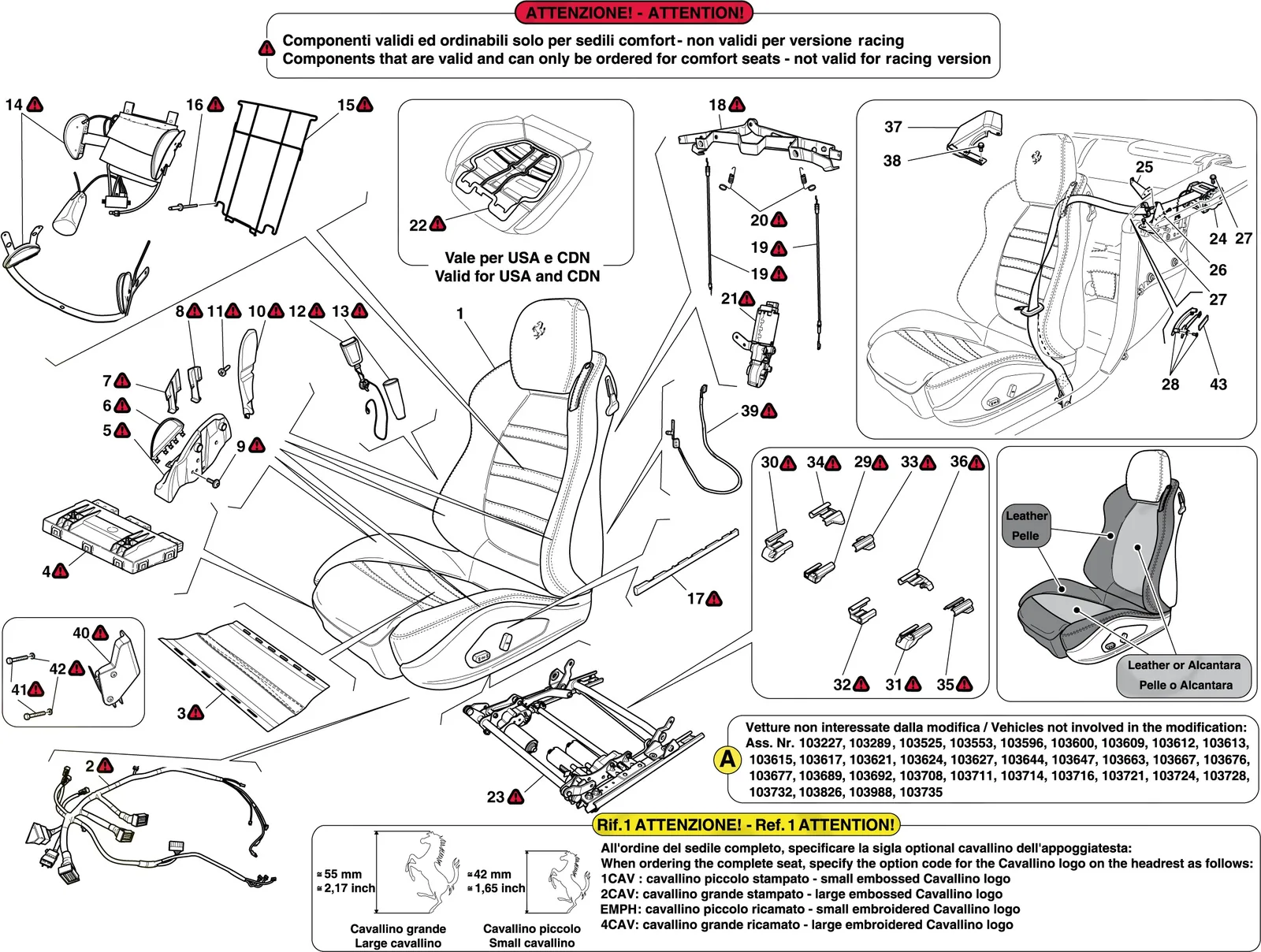 Ferrari California Front Seat - Seat Belts exploded diagram