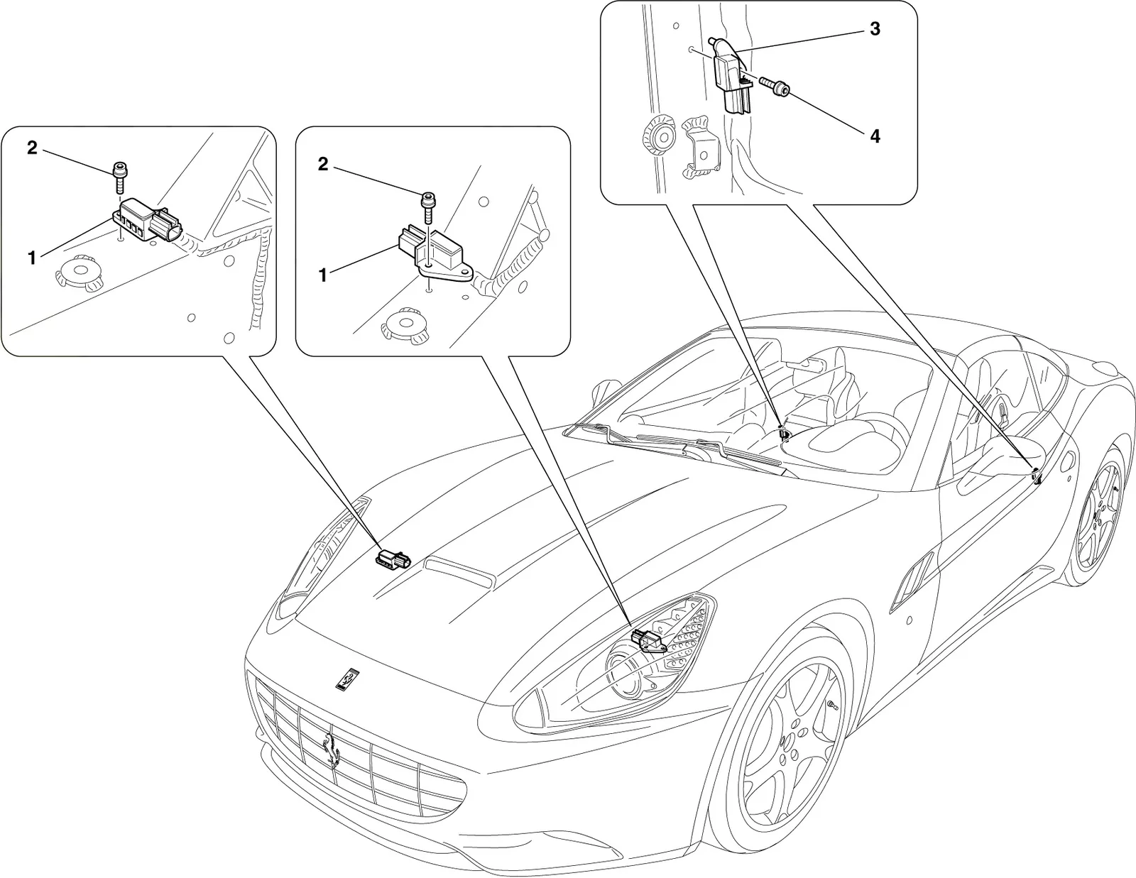 Ferrari California Airbag System exploded diagram