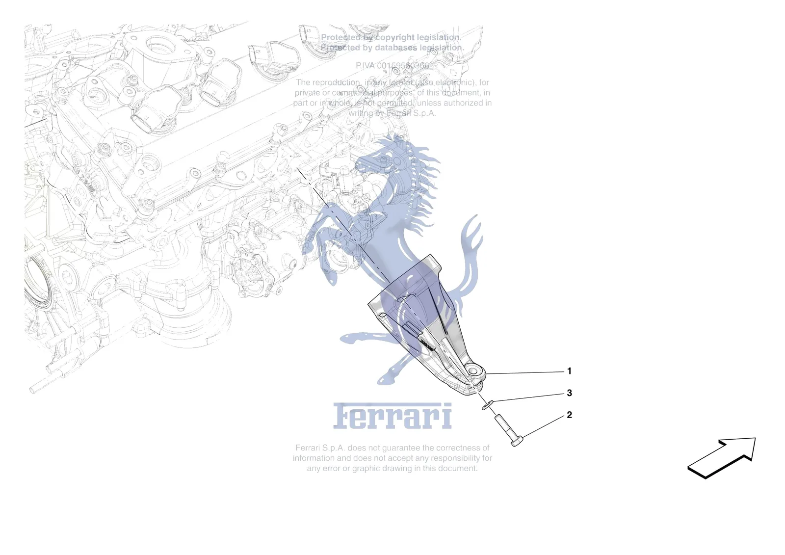 Ferrari Daytona SP3 [ENGINE] - B.02 - ENGINE SUSPENSION exploded diagram