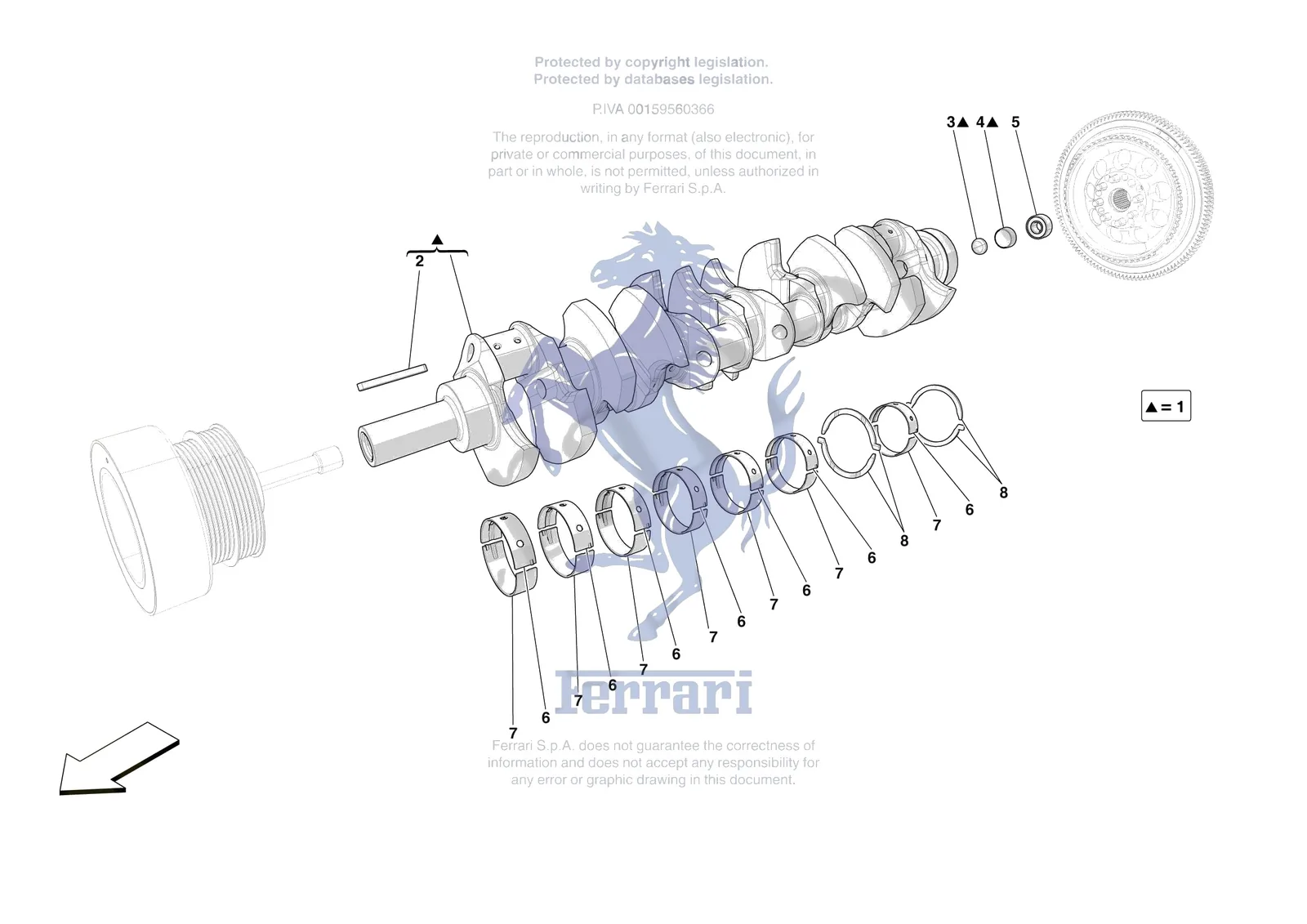 Ferrari Daytona SP3 [ENGINE] - B.04 - CRANKSHAFT exploded diagram
