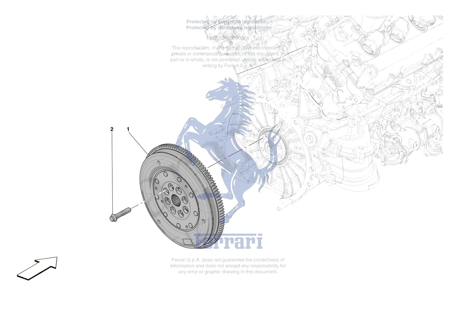 Ferrari Daytona SP3 [ENGINE] - B.06 - ENGINE FLYWHEEL exploded diagram