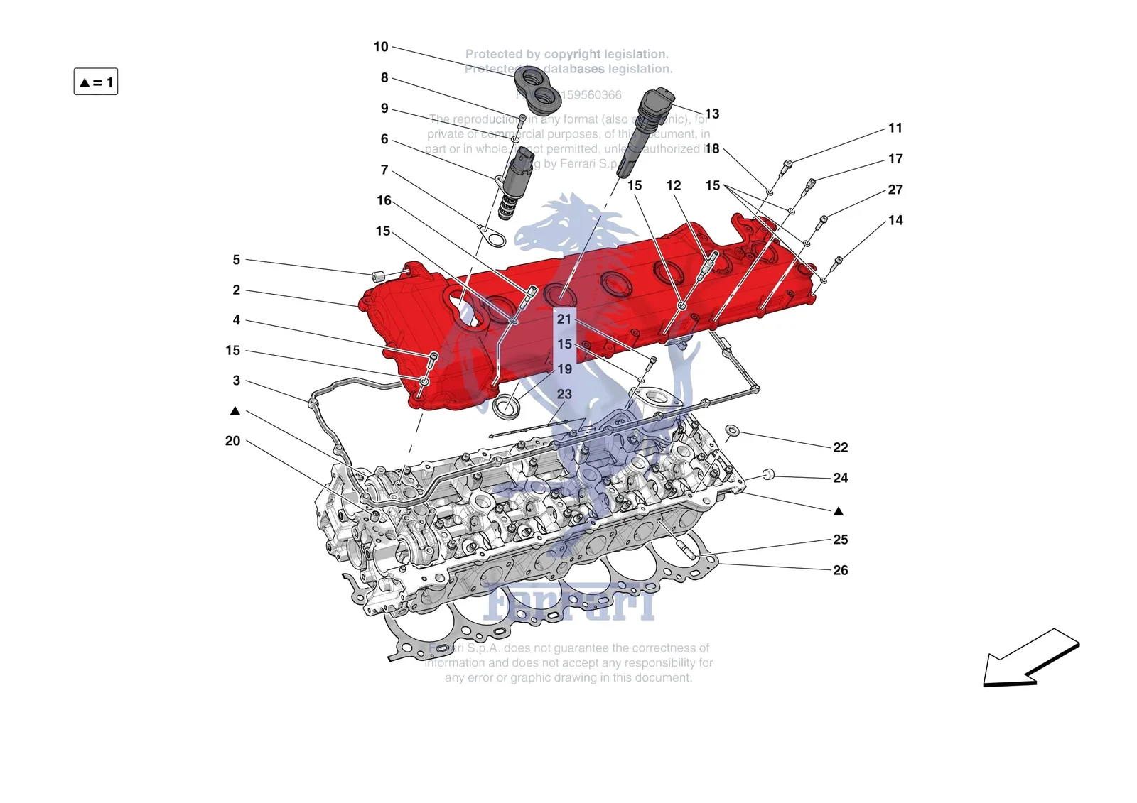 Ferrari Daytona SP3 [ENGINE] - B.08.02 - CYLINDER HEADS - LH HEAD exploded diagram
