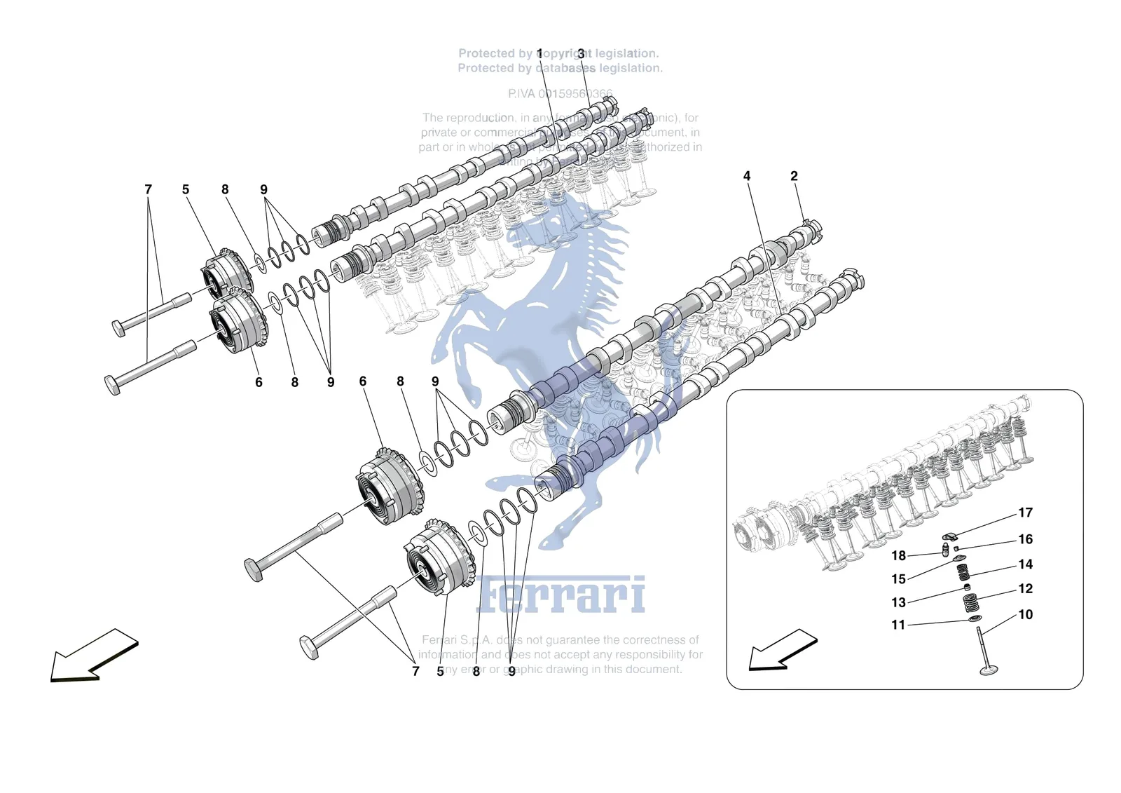 Ferrari Daytona SP3 [ENGINE] - B.08.03 - CYLINDER HEADS - TIMING exploded diagram