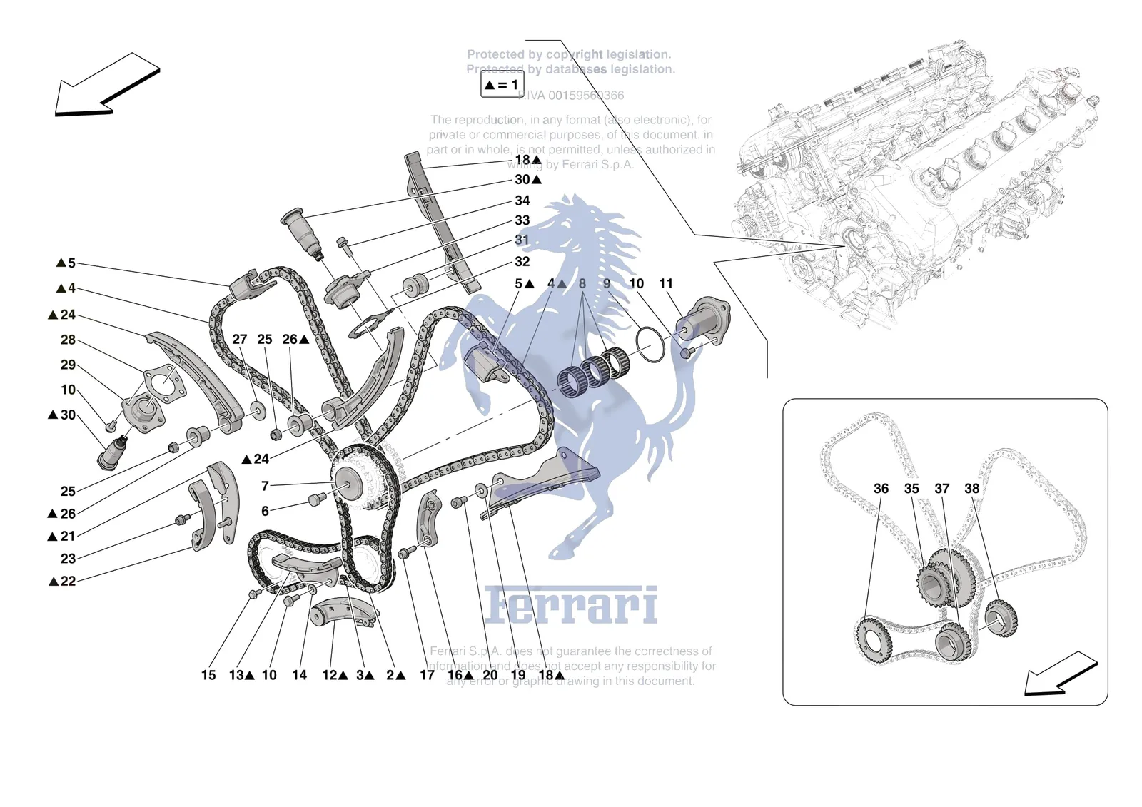 Ferrari Daytona SP3 [ENGINE] - B.09 - TIMING SYSTEM DRIVE exploded diagram