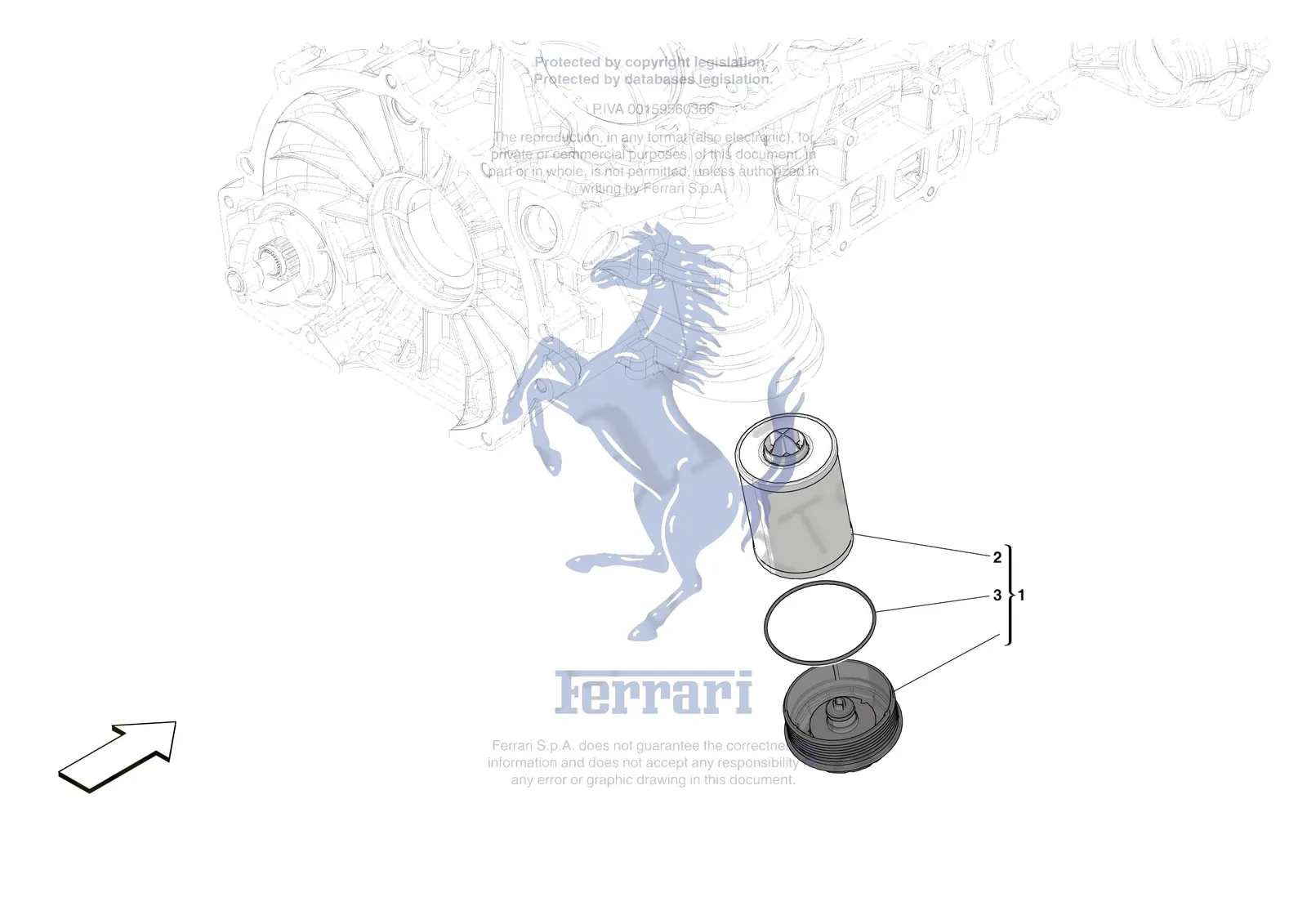 Ferrari Daytona SP3 [ENGINE] - B.11 - LUBRICATION FILTERS exploded diagram