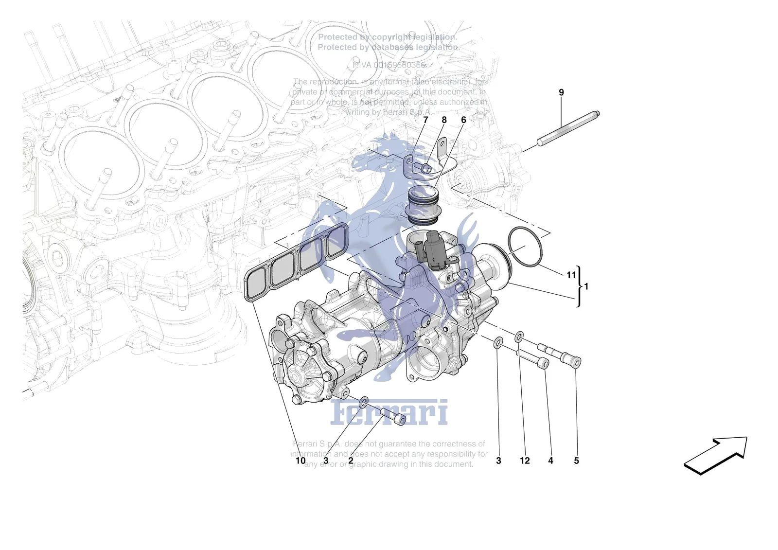 Ferrari Daytona SP3 [ENGINE] - B.12 - ENGINE OIL PUMP exploded diagram