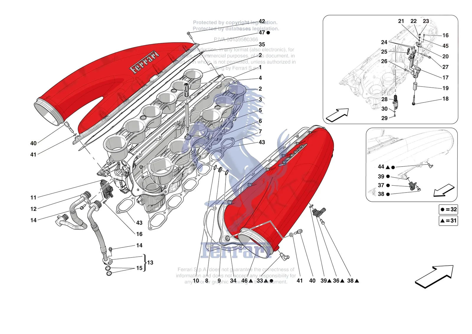 Ferrari Daytona SP3 [ENGINE] - B.14 - ENGINE INTAKE DUCT exploded diagram